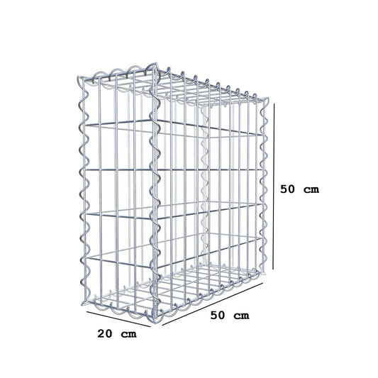 Gabião 50 cm x 50 cm x 20 cm (C x A x P), malhagem 5 cm x 10 cm, espiral