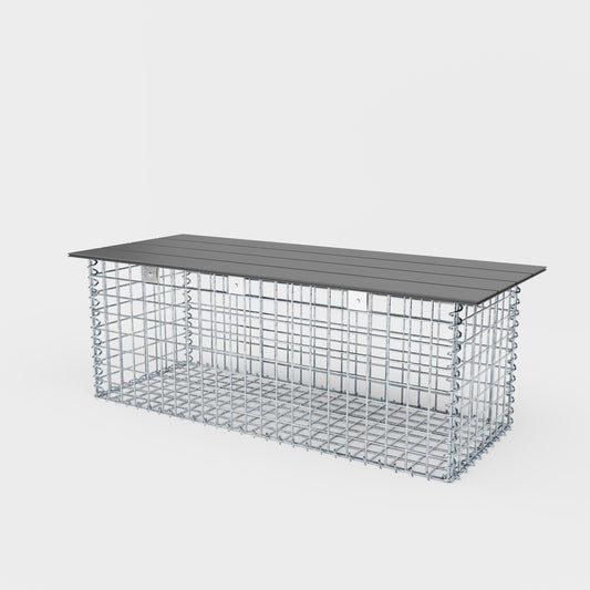 Banco de jardín de gaviones en espiral 105 x 50 x 40 cm - MW 5 x 5 cm, con tablero reciclado en antracita