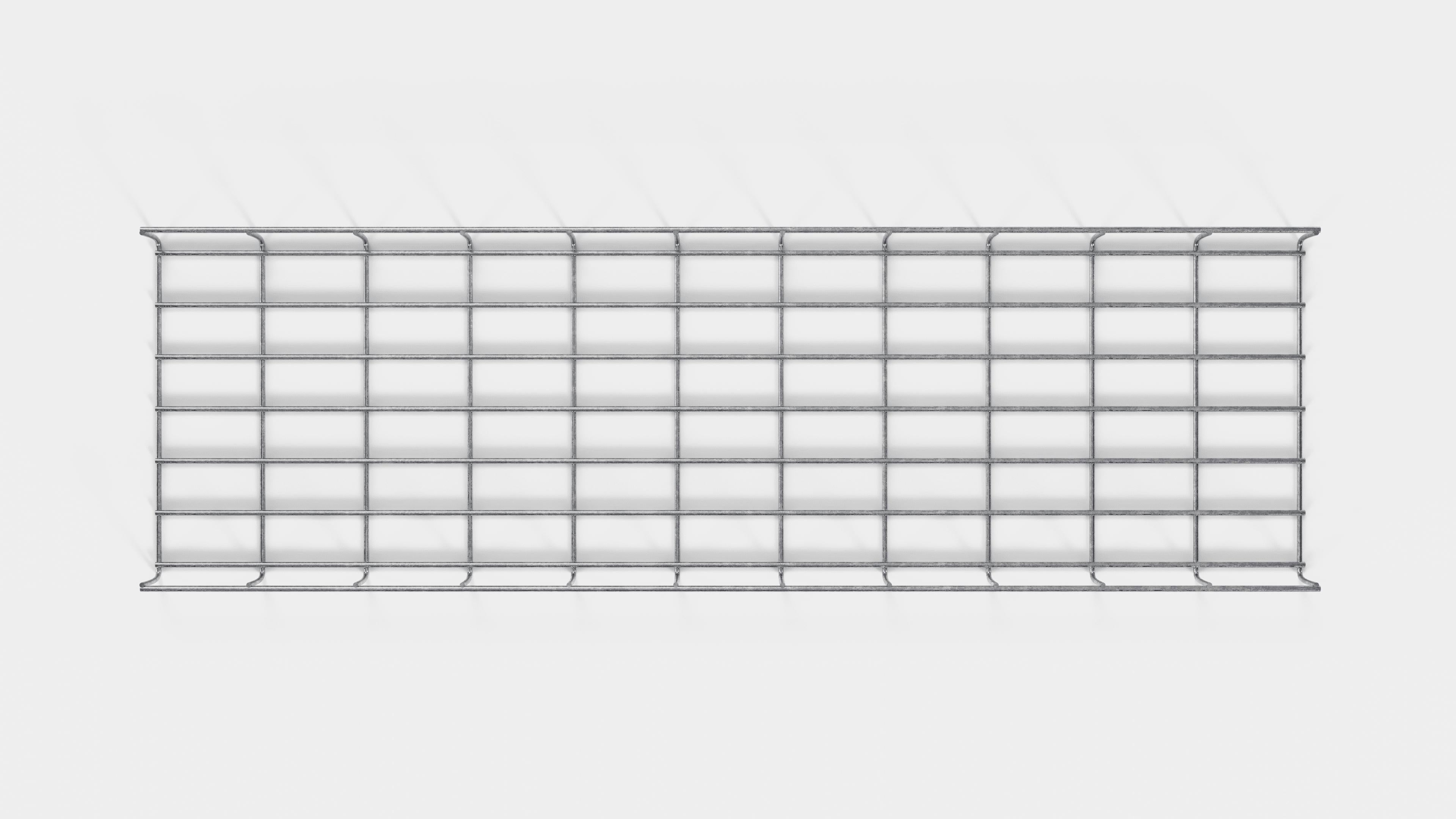 Altezza canalina 110 cm, profondità 5 cm, dimensione maglia 5 x 10 cm