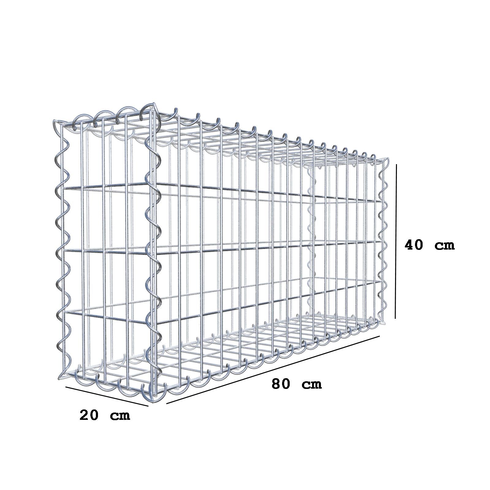 Gabion 80 cm x 40 cm x 20 cm (L x H x D), mesh size 5 cm x 10 cm, spiral