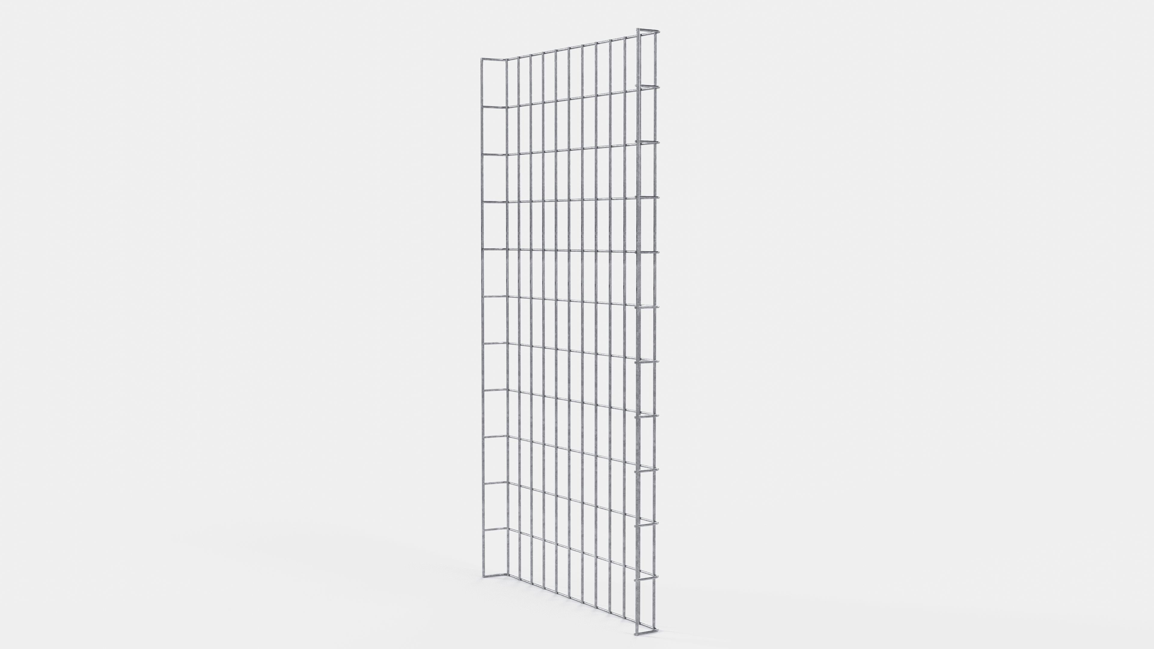 Altezza canalina 110 cm, profondità 5 cm, dimensione maglia 5 x 10 cm