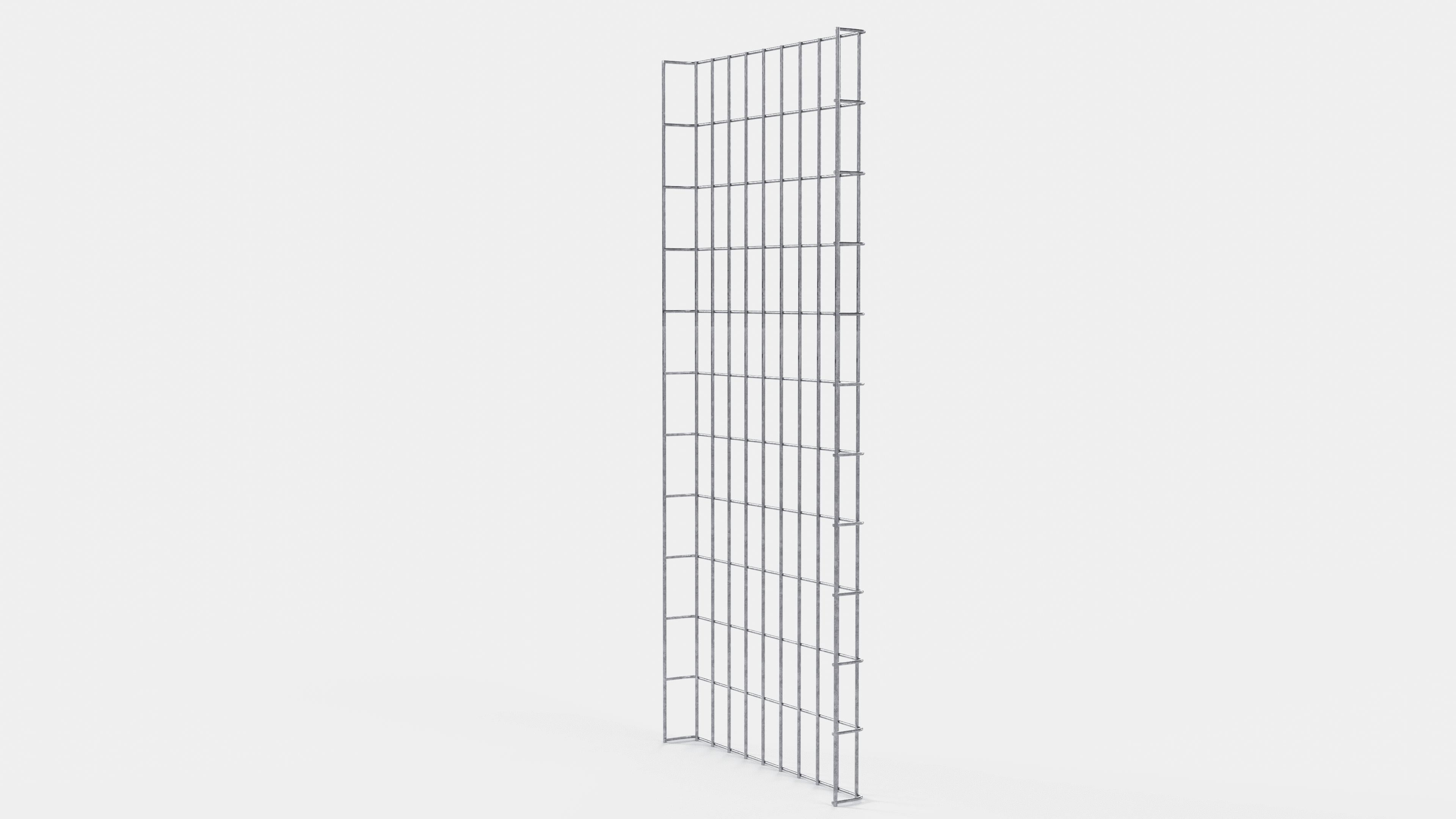 Altezza canalina 110 cm, profondità 5 cm, dimensione maglia 5 x 10 cm