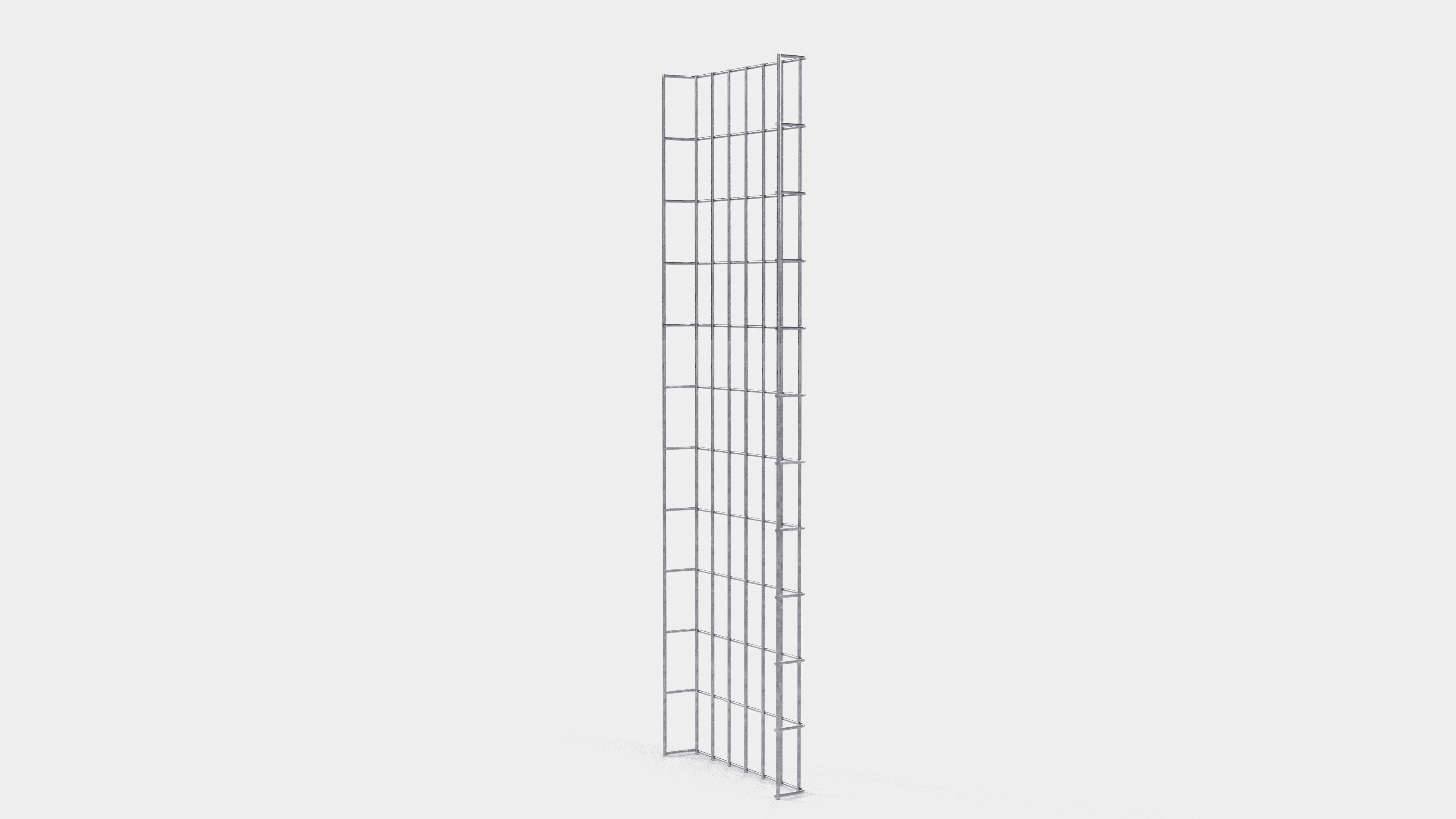 Altezza canalina 110 cm, profondità 5 cm, dimensione maglia 5 x 10 cm
