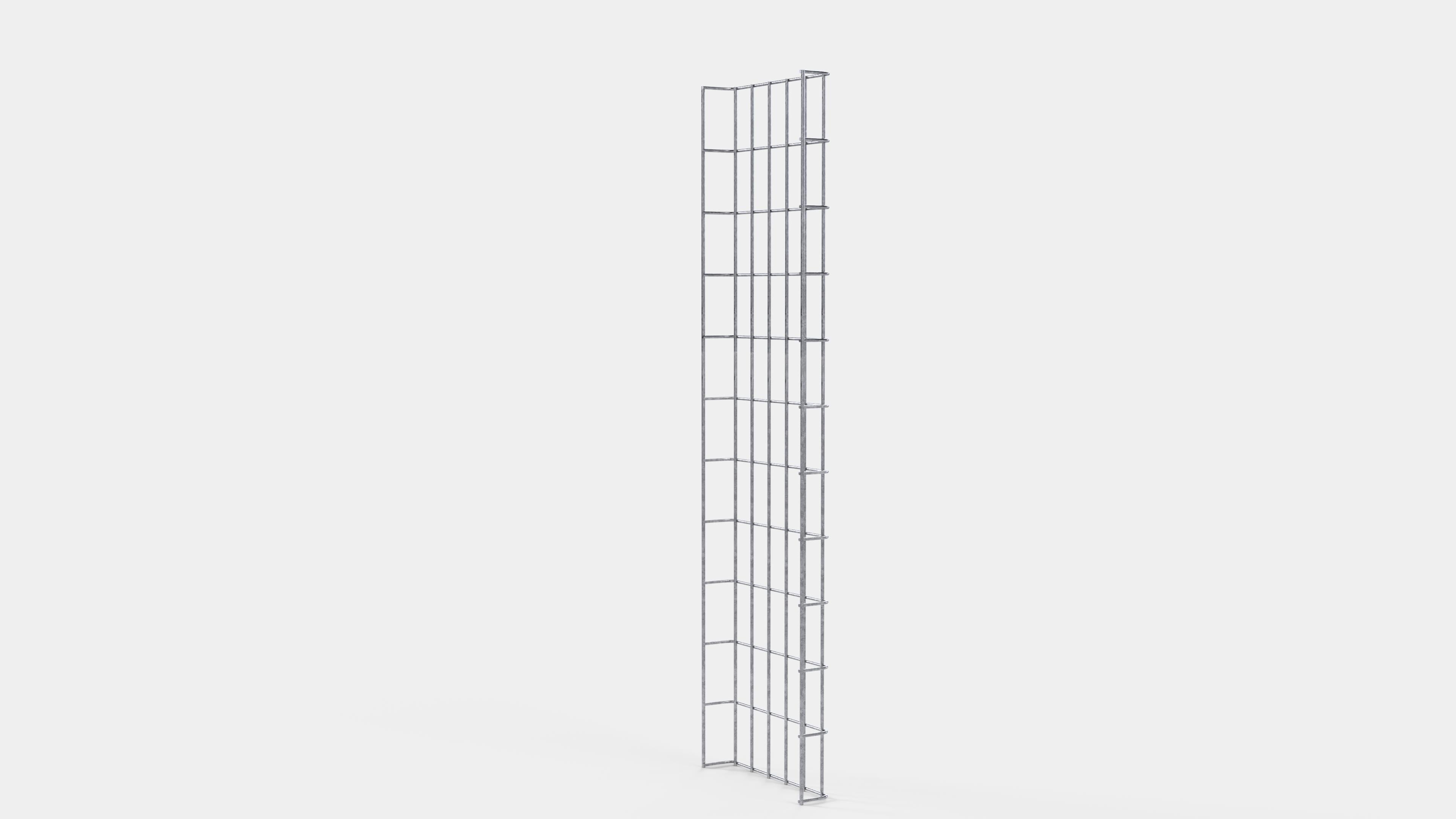 Altezza canalina 110 cm, profondità 5 cm, dimensione maglia 5 x 10 cm