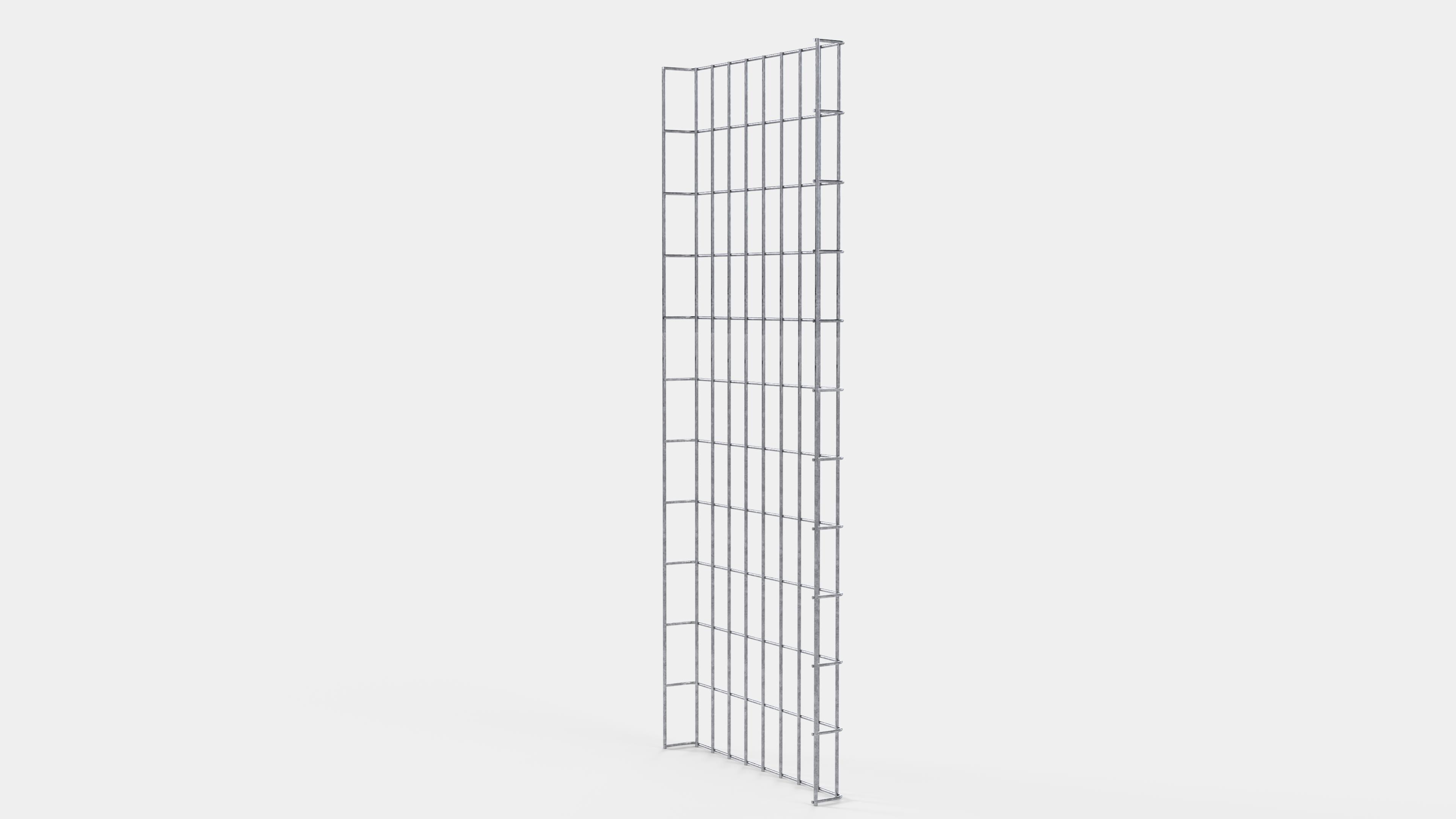 Altezza canalina 110 cm, profondità 5 cm, dimensione maglia 5 x 10 cm