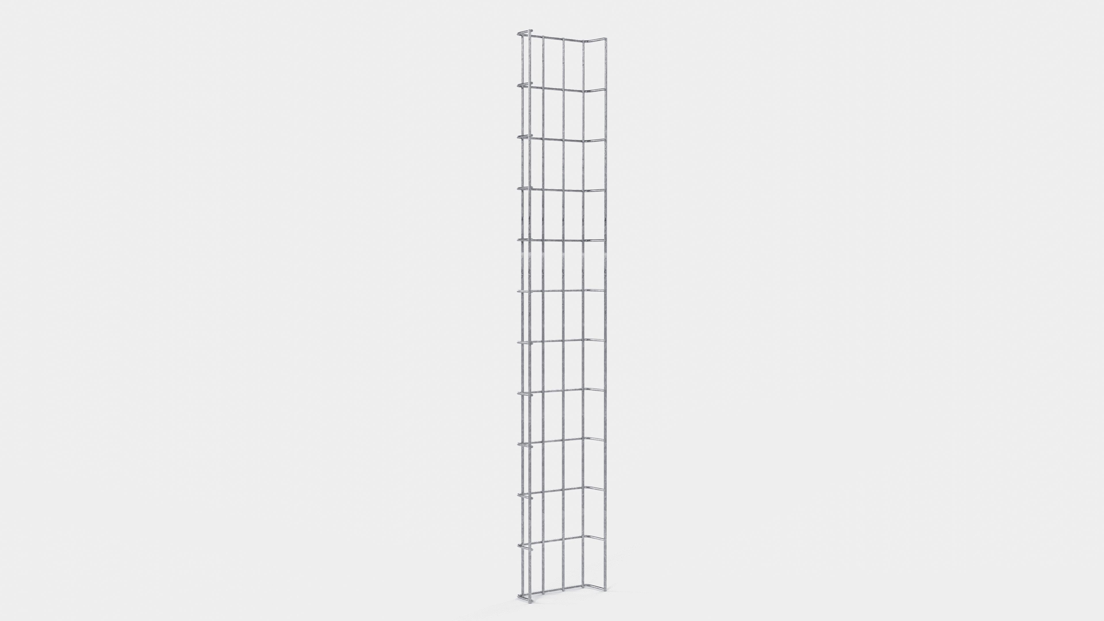 Altezza canalina 110 cm, profondità 5 cm, dimensione maglia 5 x 10 cm