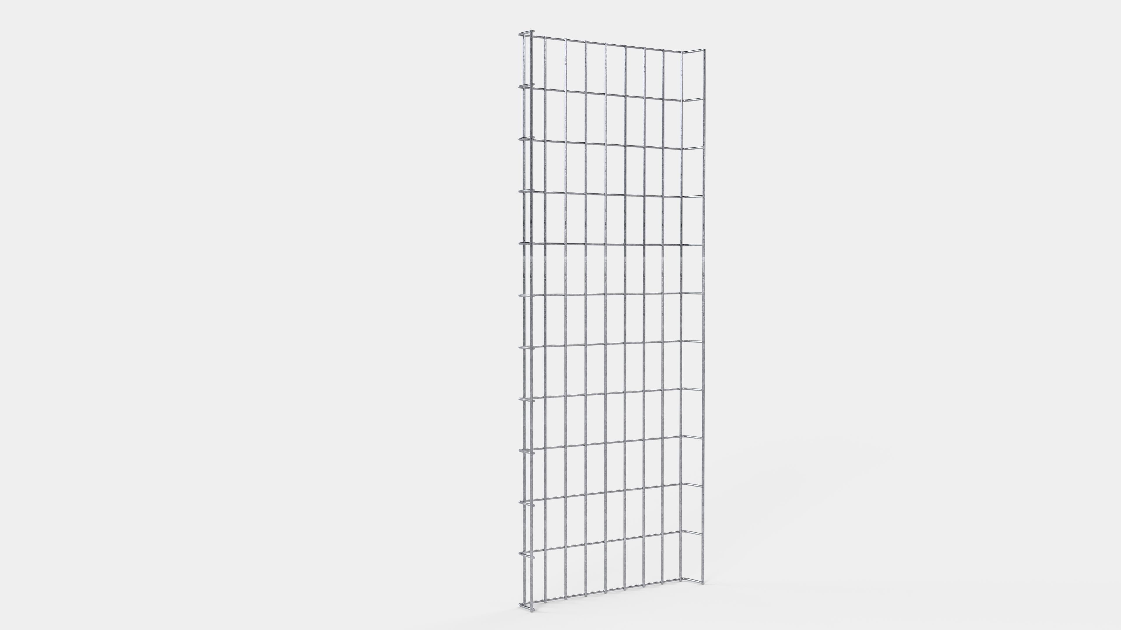 Altezza canalina 110 cm, profondità 5 cm, dimensione maglia 5 x 10 cm