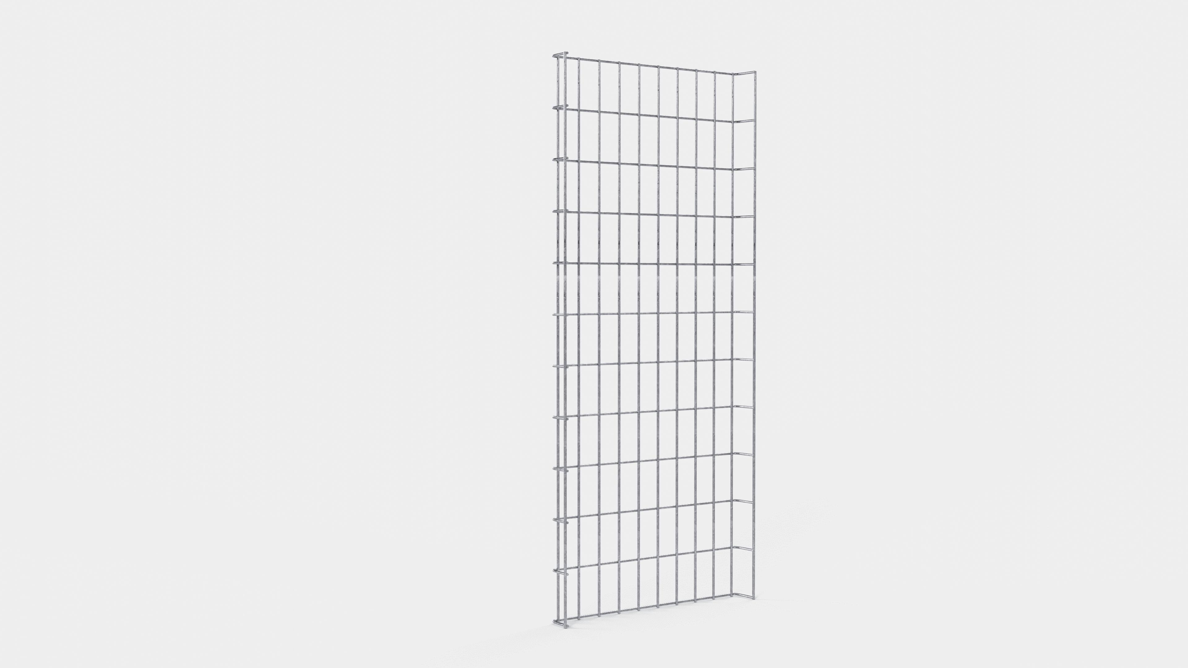 Altezza canalina 110 cm, profondità 5 cm, dimensione maglia 5 x 10 cm