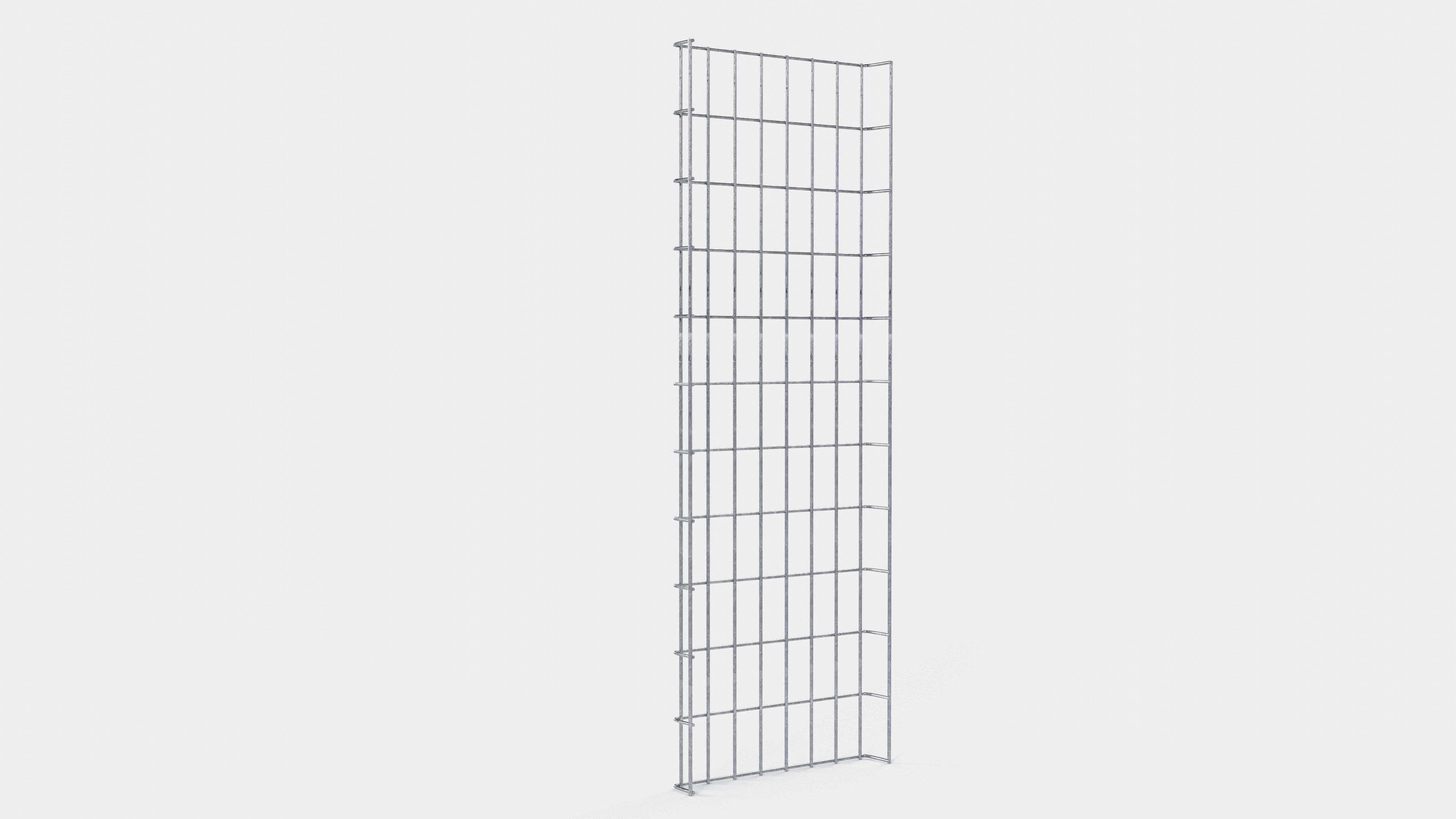 Altezza canalina 110 cm, profondità 5 cm, dimensione maglia 5 x 10 cm