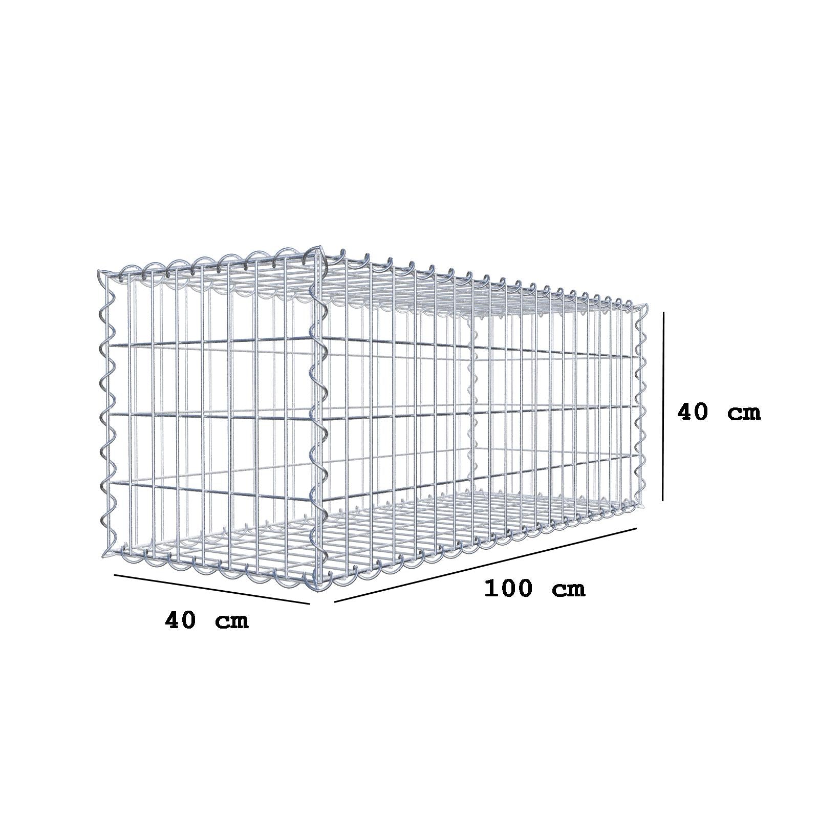 Gabion 100 cm x 40 cm x 40 cm (L x H x D), maskestørrelse 5 cm x 10 cm, spiral