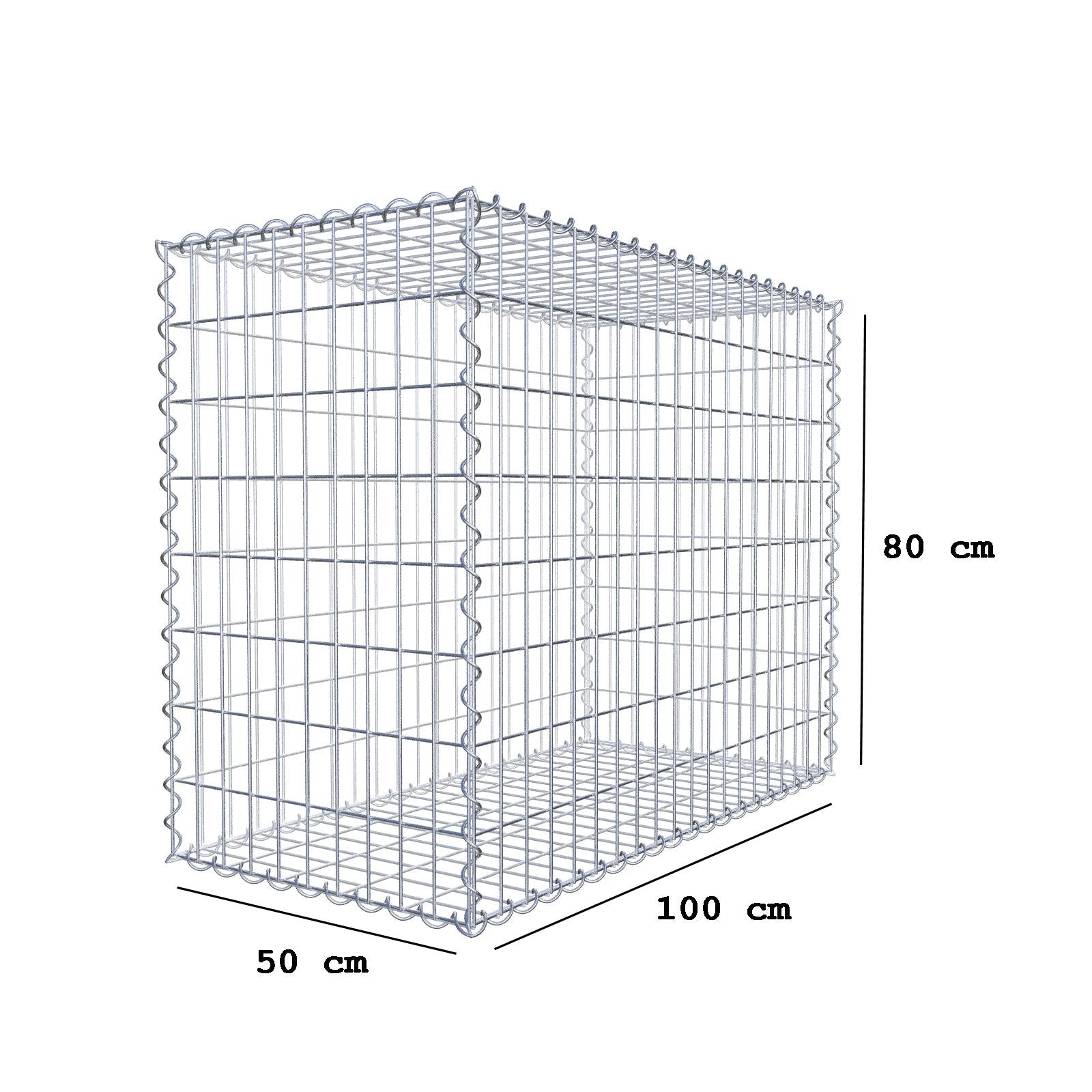 Schanskorf 100 cm x 80 cm x 50 cm (L x H x D), maaswijdte 5 cm x 10 cm, spiraalvormig
