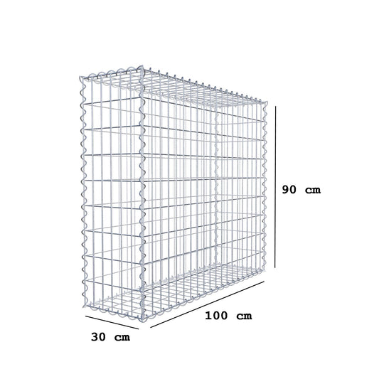 Gabbione 100 cm x 90 cm x 30 cm (L x H x P), maglia 5 cm x 10 cm, spirale