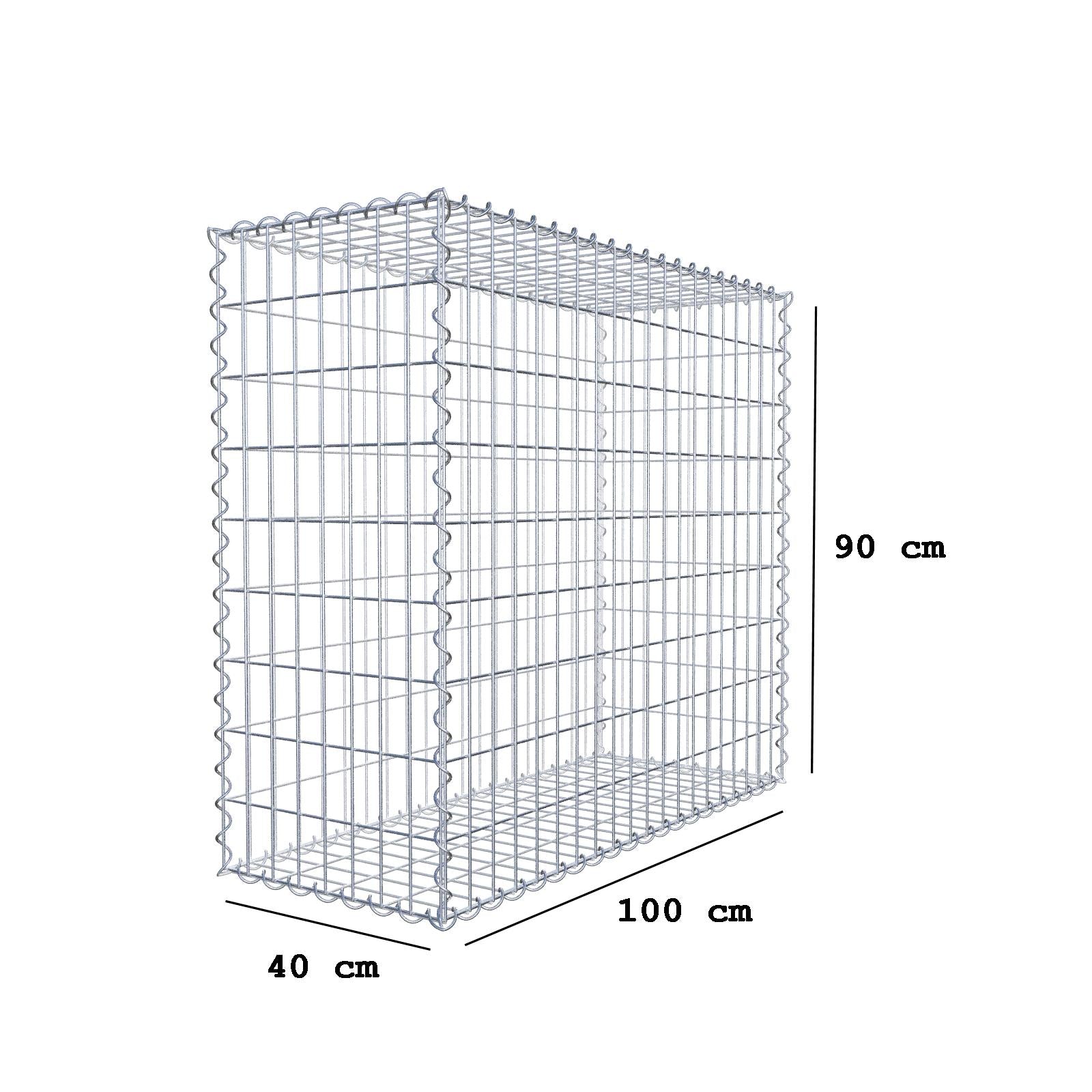 Gabion 100 cm x 90 cm x 40 cm (L x H x P), mailles 5 cm x 10 cm, spirale