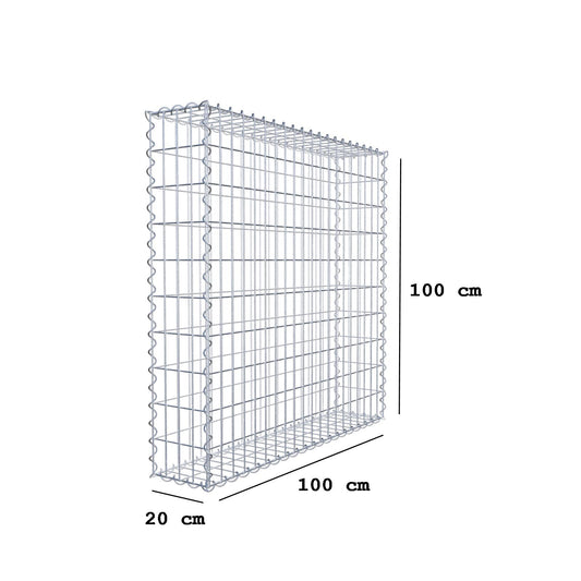 Gavión 100 cm x 100 cm x 20 cm (largo x alto x profundidad), tamaño de malla 5 cm x 10 cm, espiral