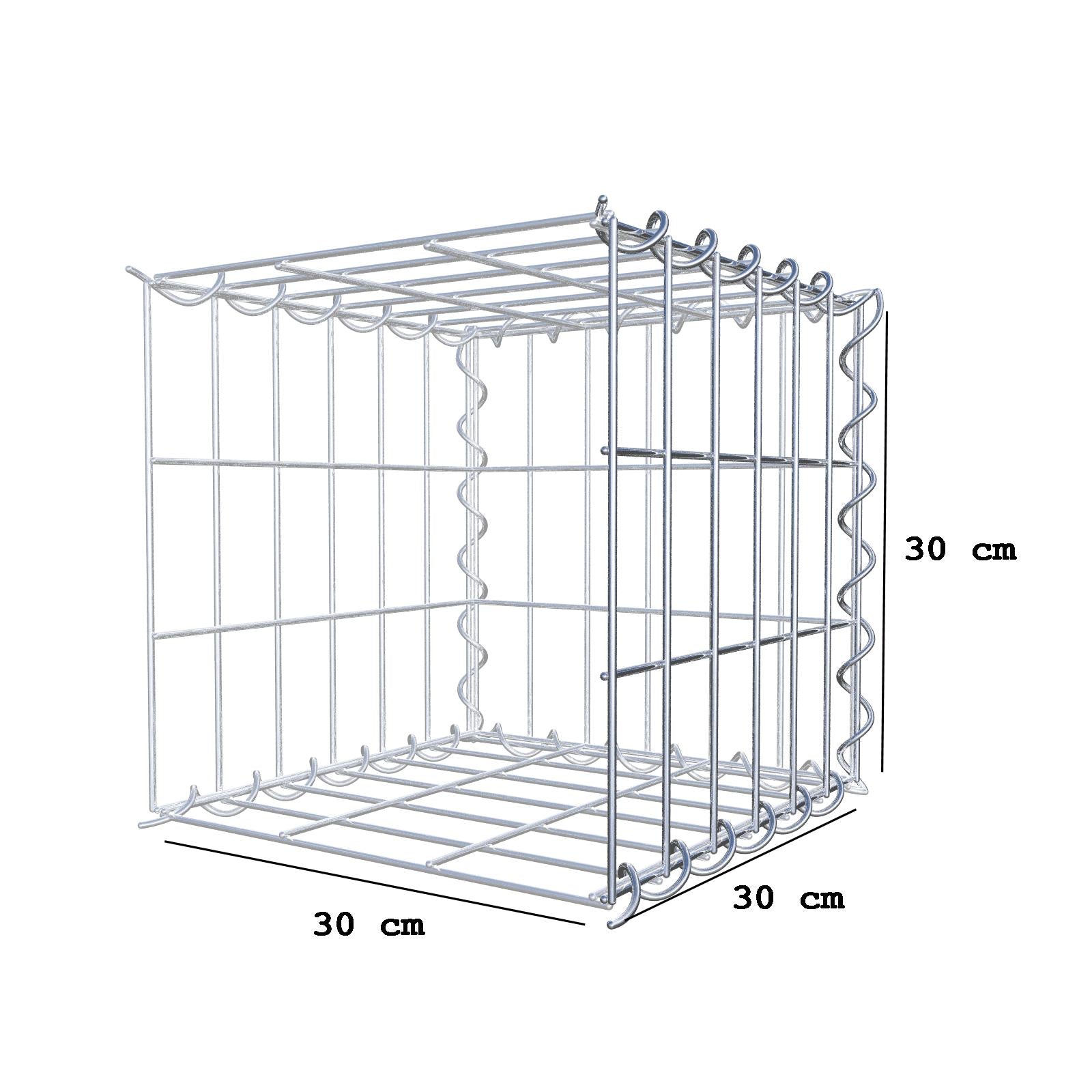 Gabbione aggiuntivo tipo 2 30 cm x 30 cm x 30 cm (L x A x P), dimensione maglia 5 cm x 10 cm, a spirale