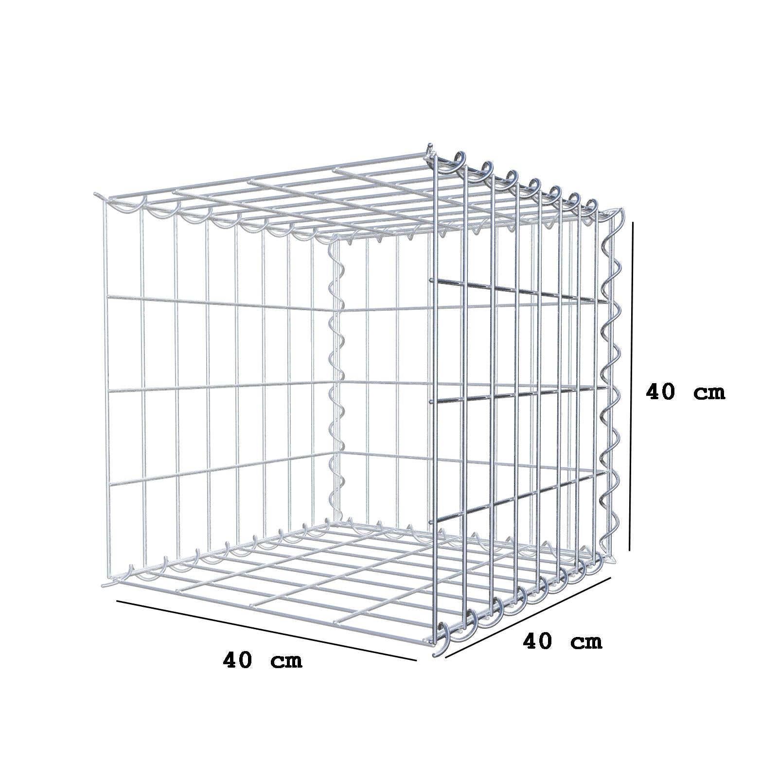 Gabbione aggiuntivo tipo 2 40 cm x 40 cm x 40 cm (L x H x P), dimensione maglia 5 cm x 10 cm, a spirale