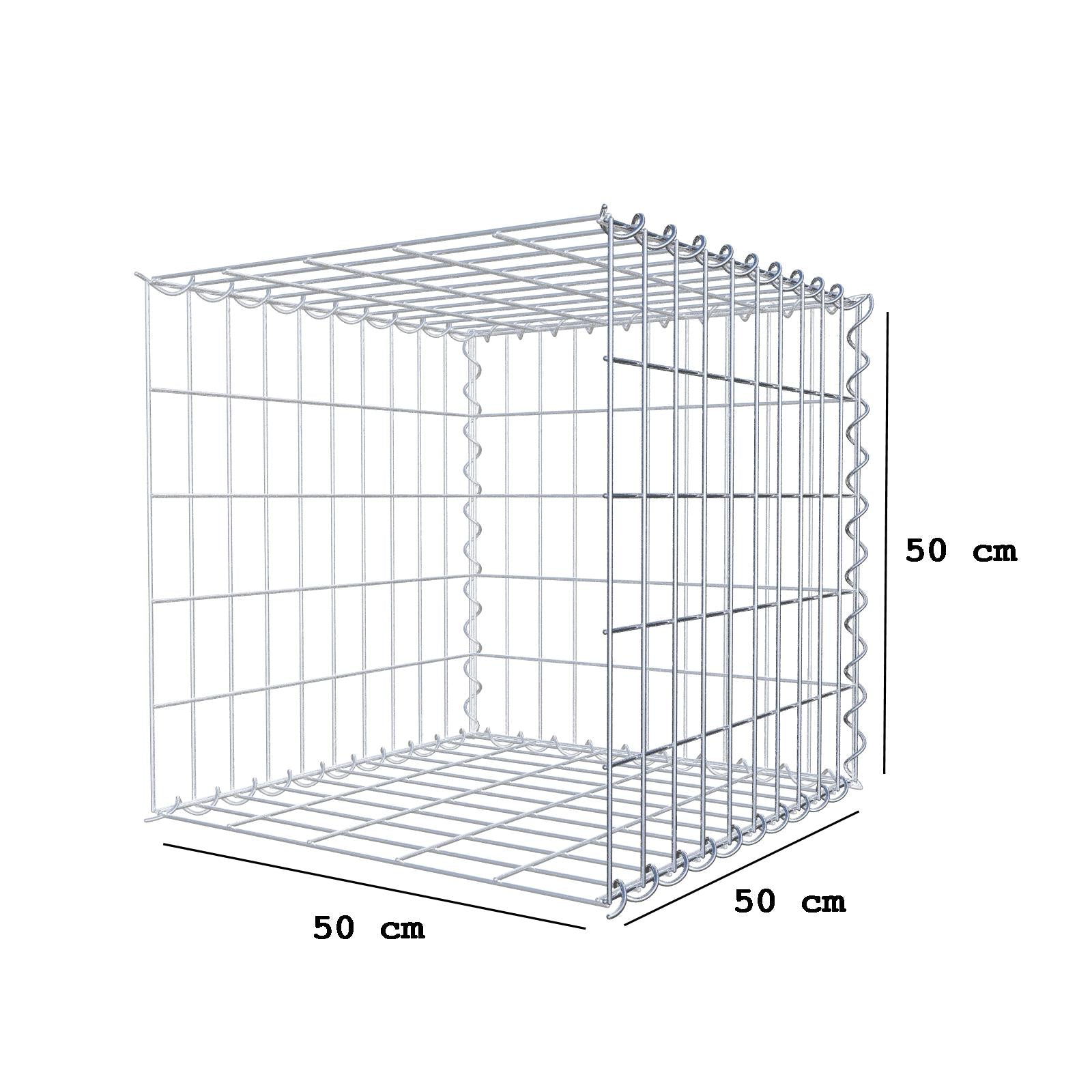 Gabion rapporté type 2 50 cm x 50 cm x 50 cm (L x H x P), mailles 5 cm x 10 cm, spirale
