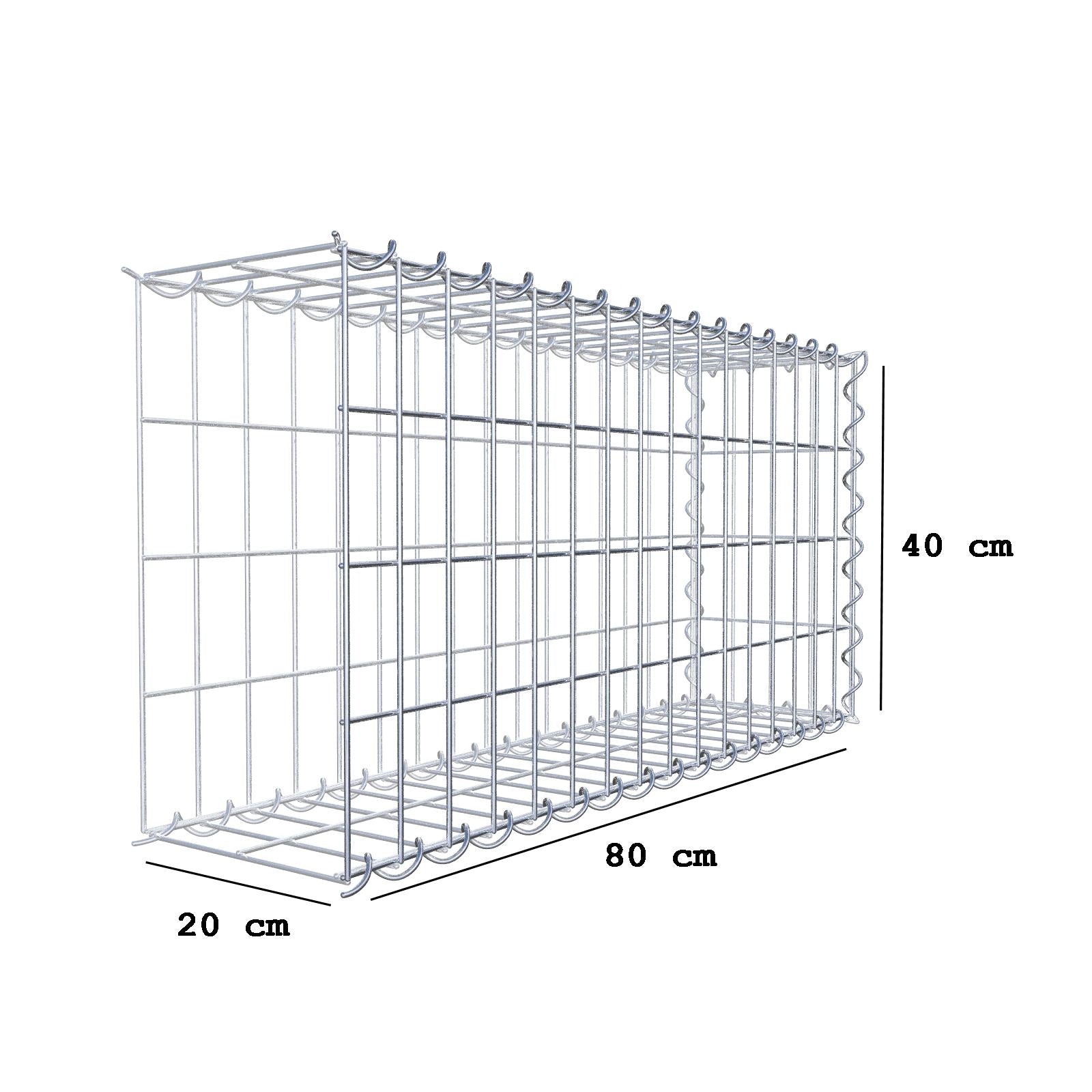 Gabbione aggiuntivo tipo 2 80 cm x 40 cm x 20 cm (L x A x P), dimensione maglia 5 cm x 10 cm, a spirale