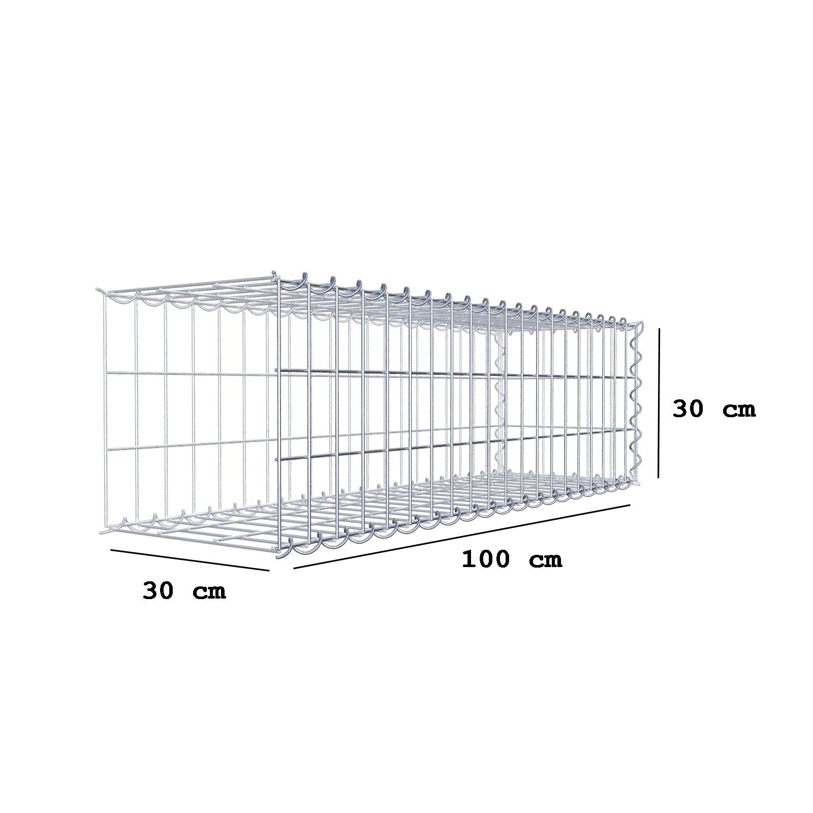 Gabbione aggiuntivo tipo 2 100 cm x 30 cm x 30 cm (L x A x P), maglia 5 cm x 10 cm, spirale