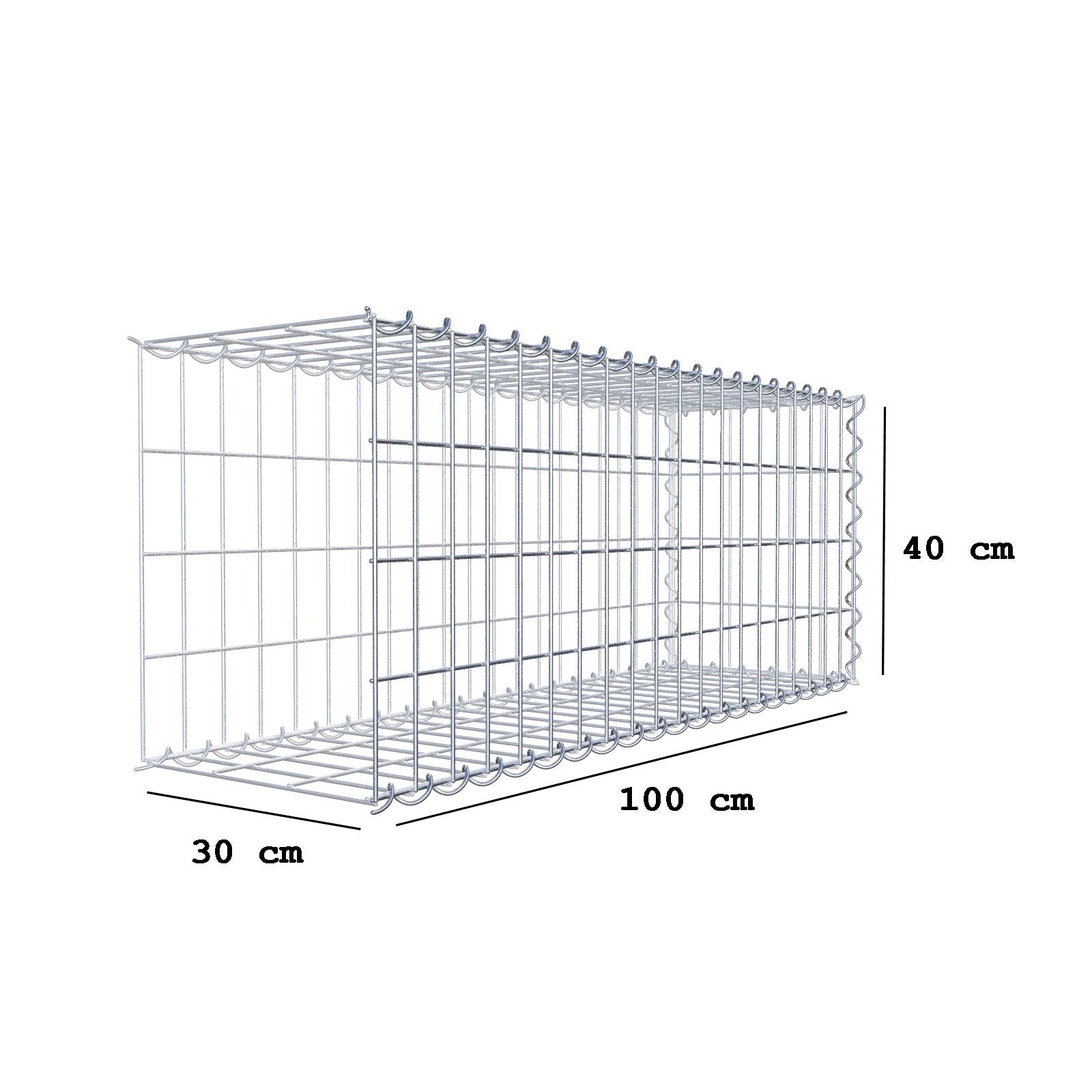 Gabbione aggiuntivo tipo 2 100 cm x 40 cm x 30 cm (L x A x P), maglia 5 cm x 10 cm, spirale