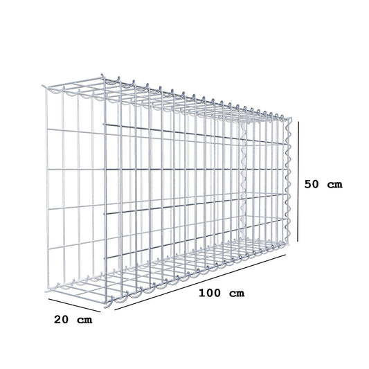 Extra gabion typ 2 100 cm x 50 cm x 20 cm (L x H x D), maskstorlek 5 cm x 10 cm, spiral