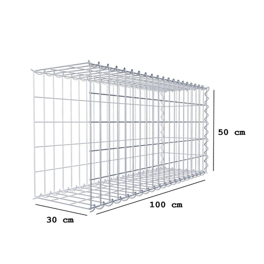 Påväxt gabion typ 2 100 cm x 50 cm x 30 cm (L x H x D), maskstorlek 5 cm x 10 cm, spiral