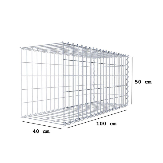 Extra gabion typ 2 100 cm x 50 cm x 40 cm (L x H x D), maskstorlek 5 cm x 10 cm, spiral