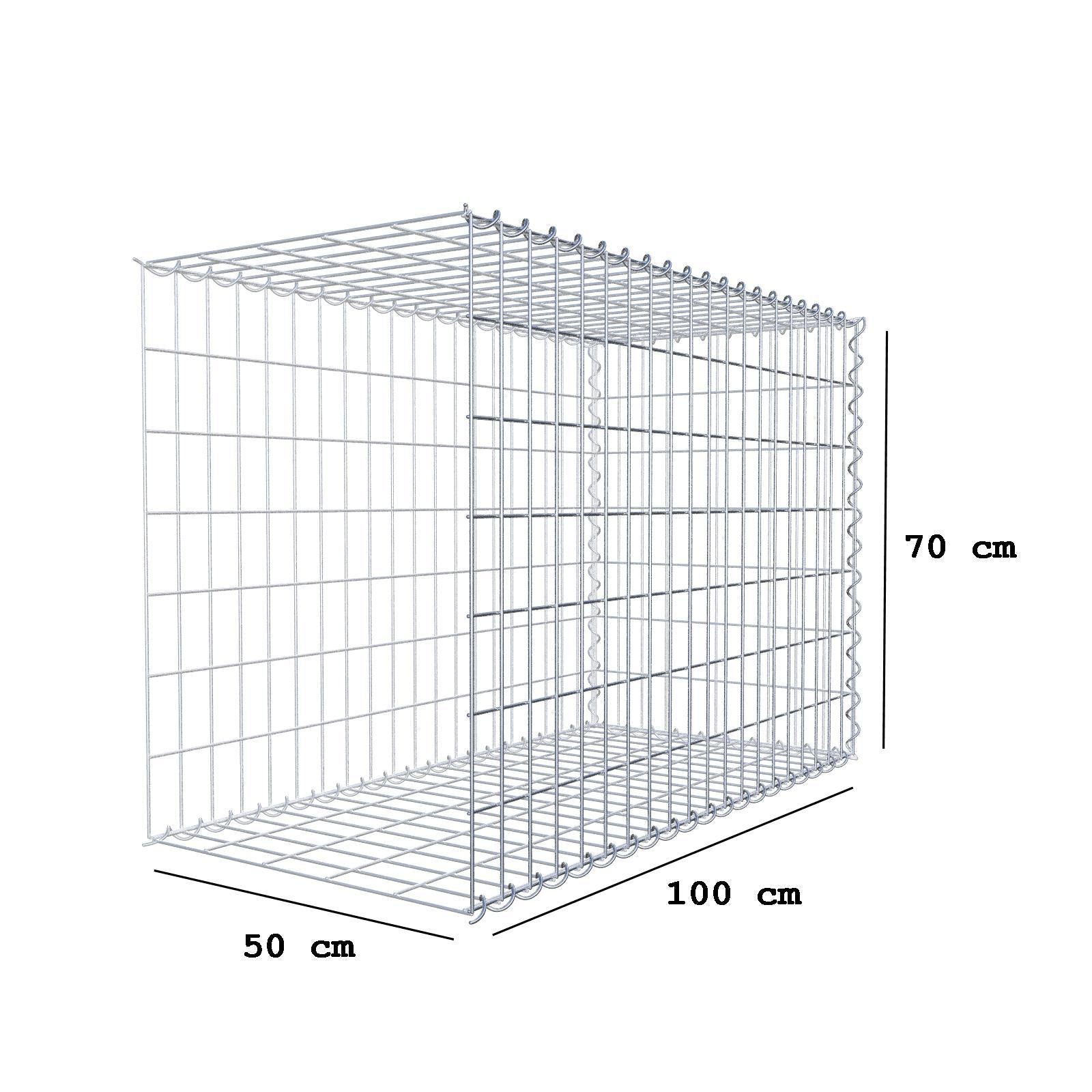 Extra gabion typ 2 100 cm x 70 cm x 50 cm (L x H x D), maskstorlek 5 cm x 10 cm, spiral
