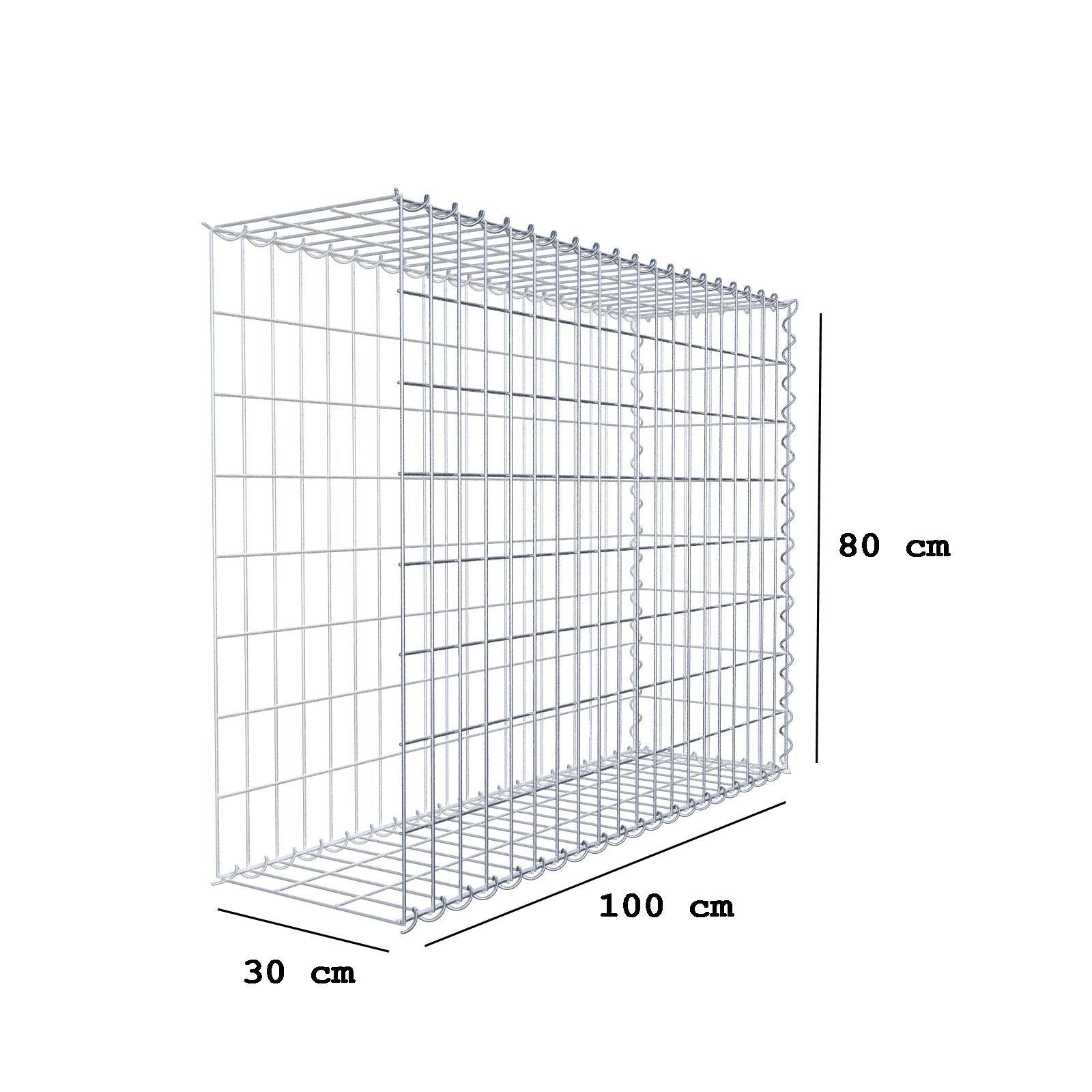Påväxt gabion typ 2 100 cm x 80 cm x 30 cm (L x H x D), maskstorlek 5 cm x 10 cm, spiral
