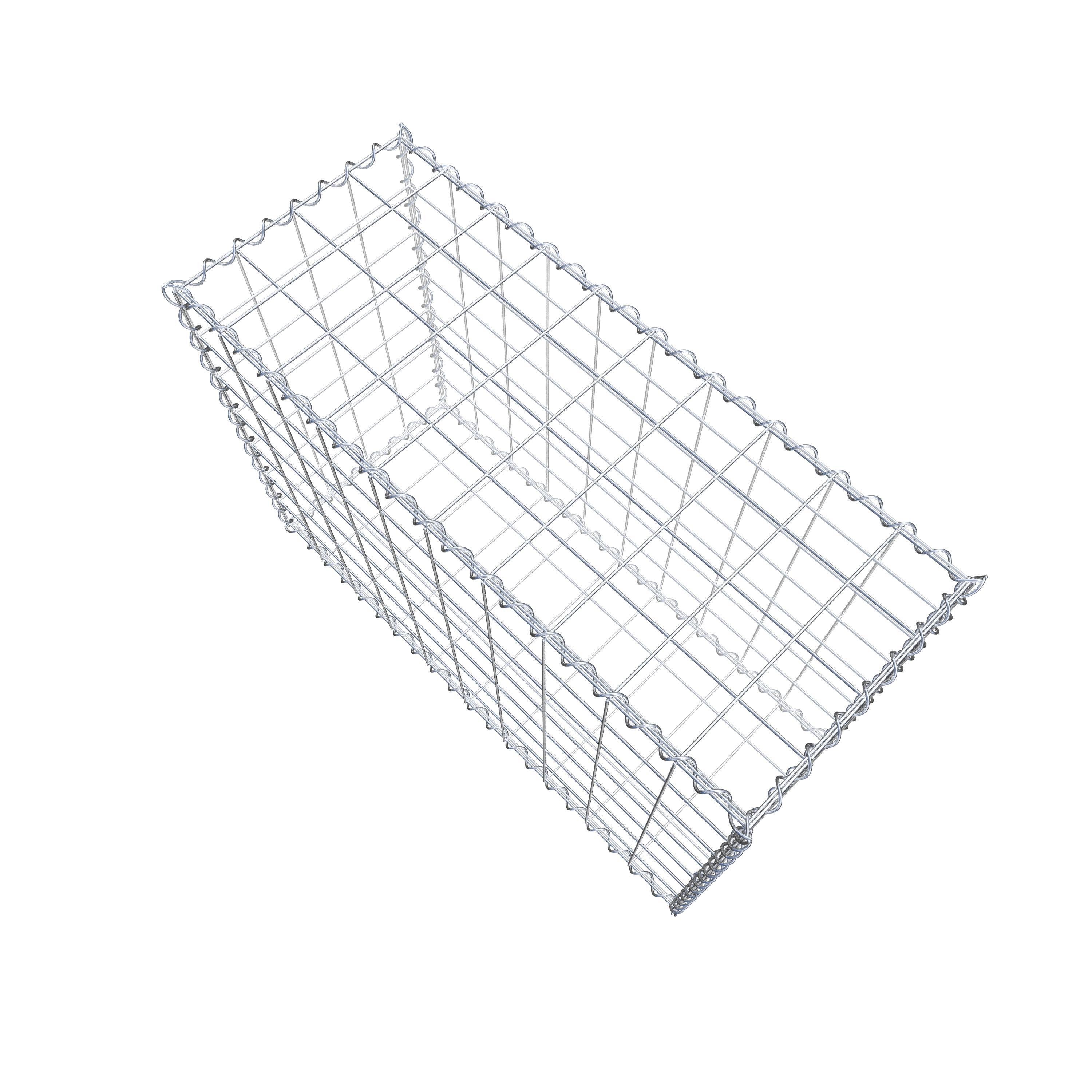 Schanskorf 100 cm x 70 cm x 40 cm (L x H x D), maaswijdte 10 cm x 10 cm, spiraalvormig