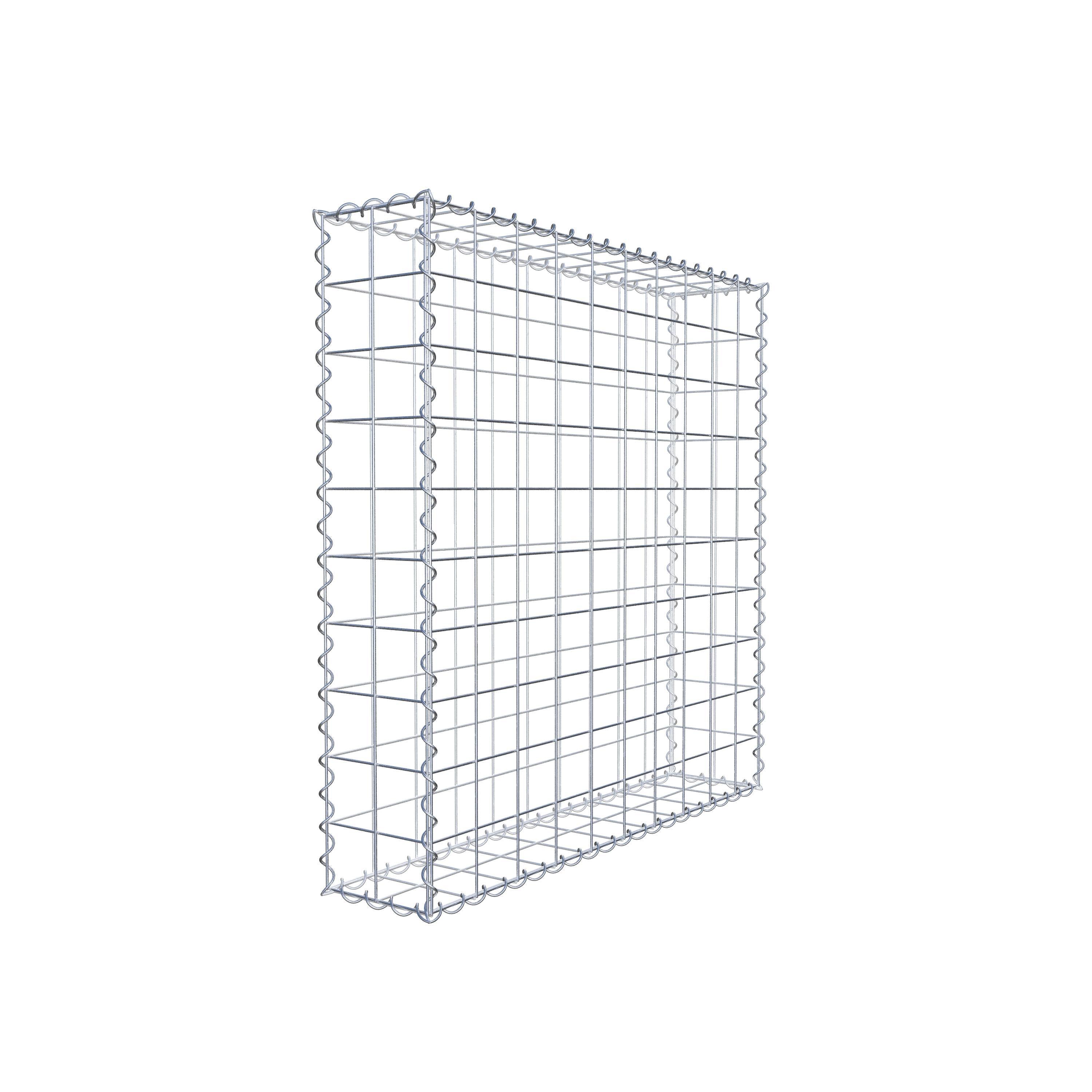 Schanskorf 100 cm x 100 cm x 20 cm (L x H x D), maaswijdte 10 cm x 10 cm, spiraalvormig