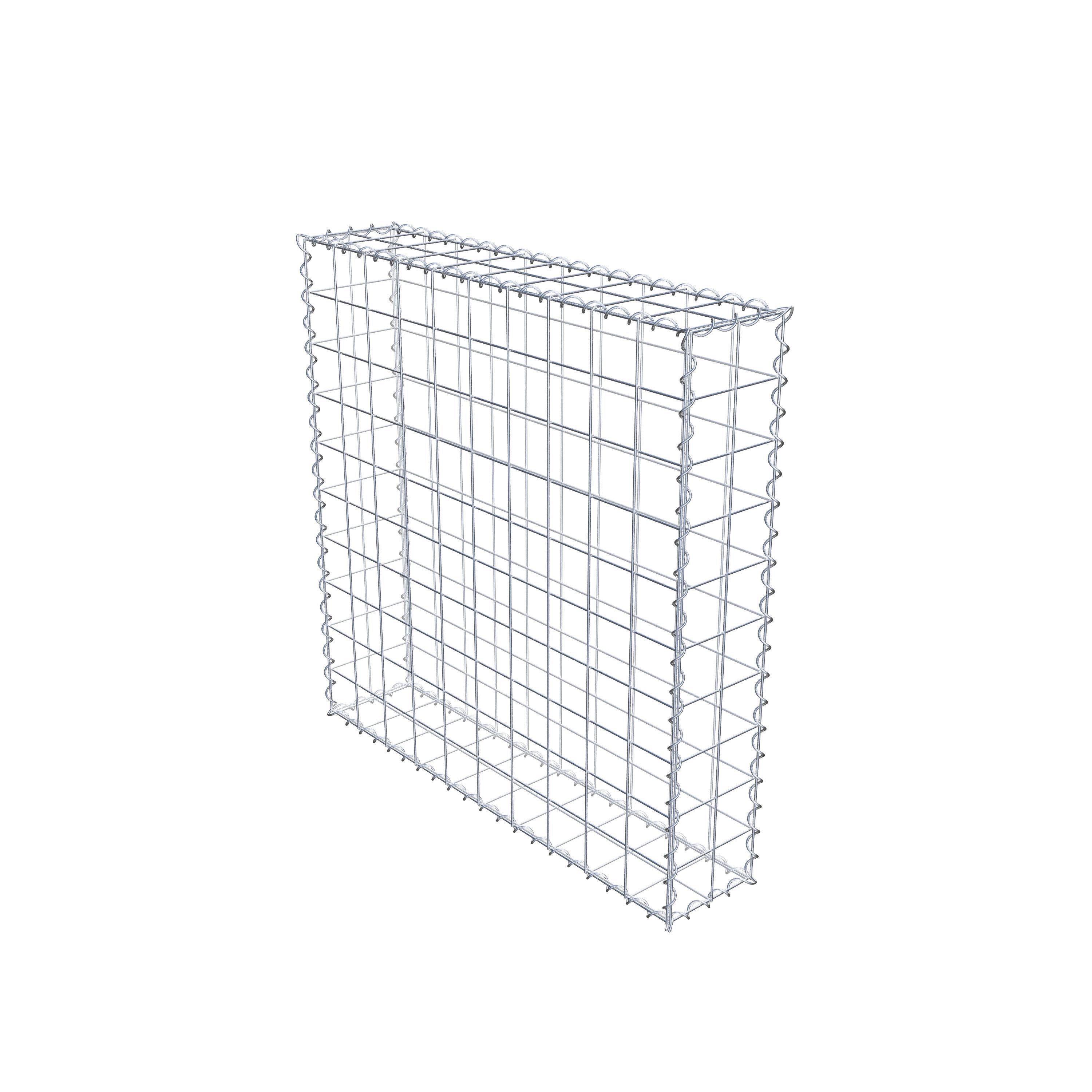 Schanskorf 100 cm x 100 cm x 20 cm (L x H x D), maaswijdte 10 cm x 10 cm, spiraalvormig