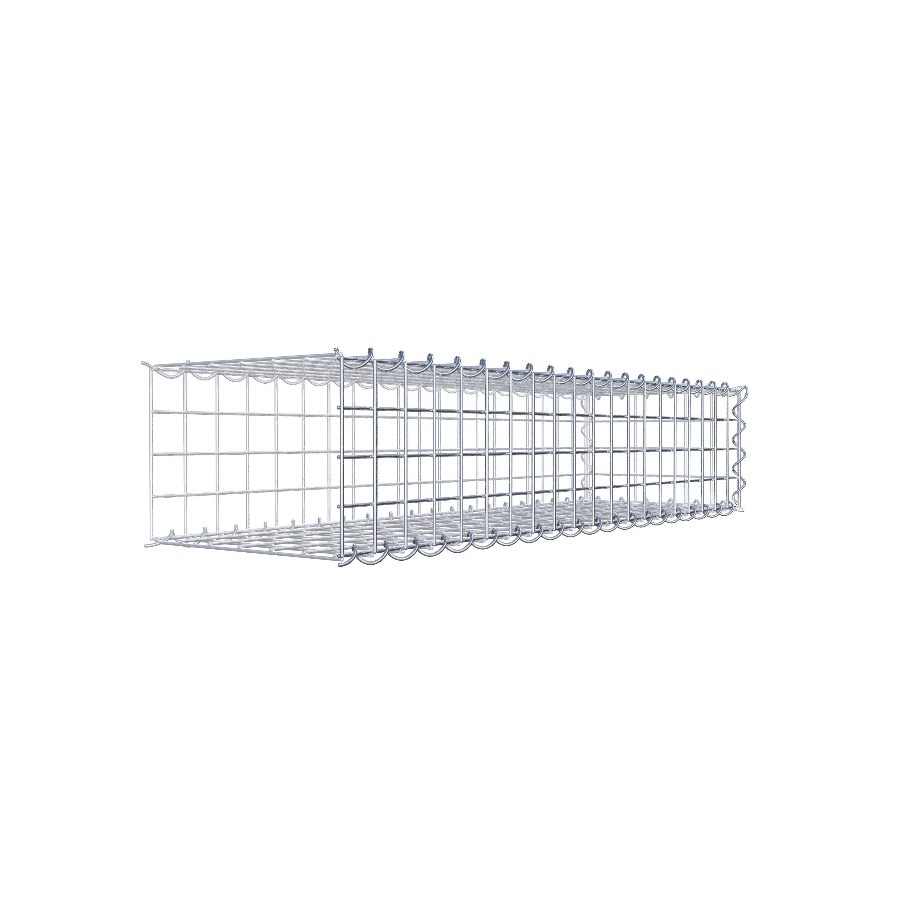 Opvokset gabion type 2 100 cm x 20 cm x 30 cm (L x H x D), maskestørrelse 5 cm x 5 cm, spiral
