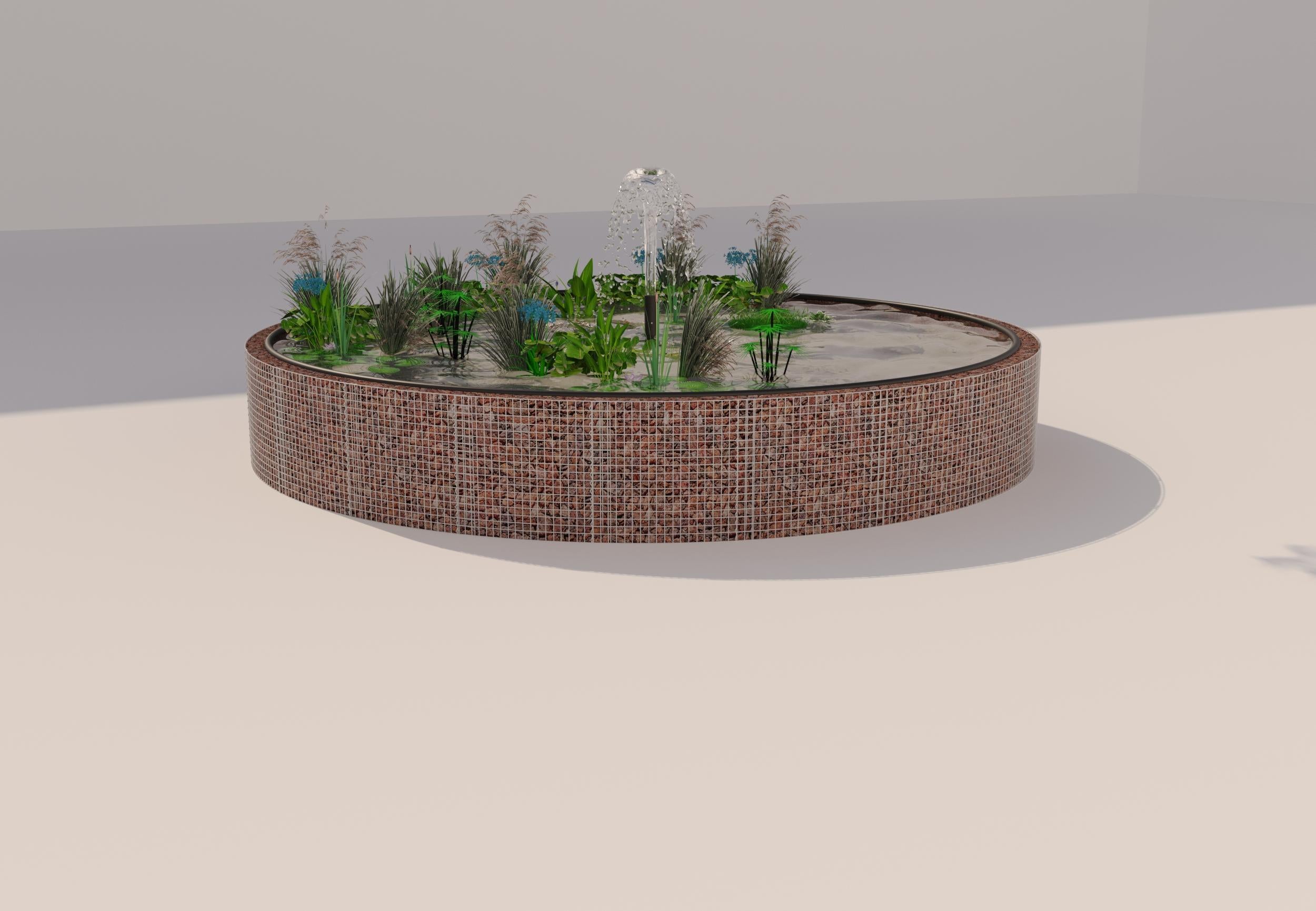 Tanque elevado de gabiões, redondo, diâmetro exterior 292 cm, altura 80 cm, dimensão da malha 5 x 5 cm, espessura da parede 15 cm