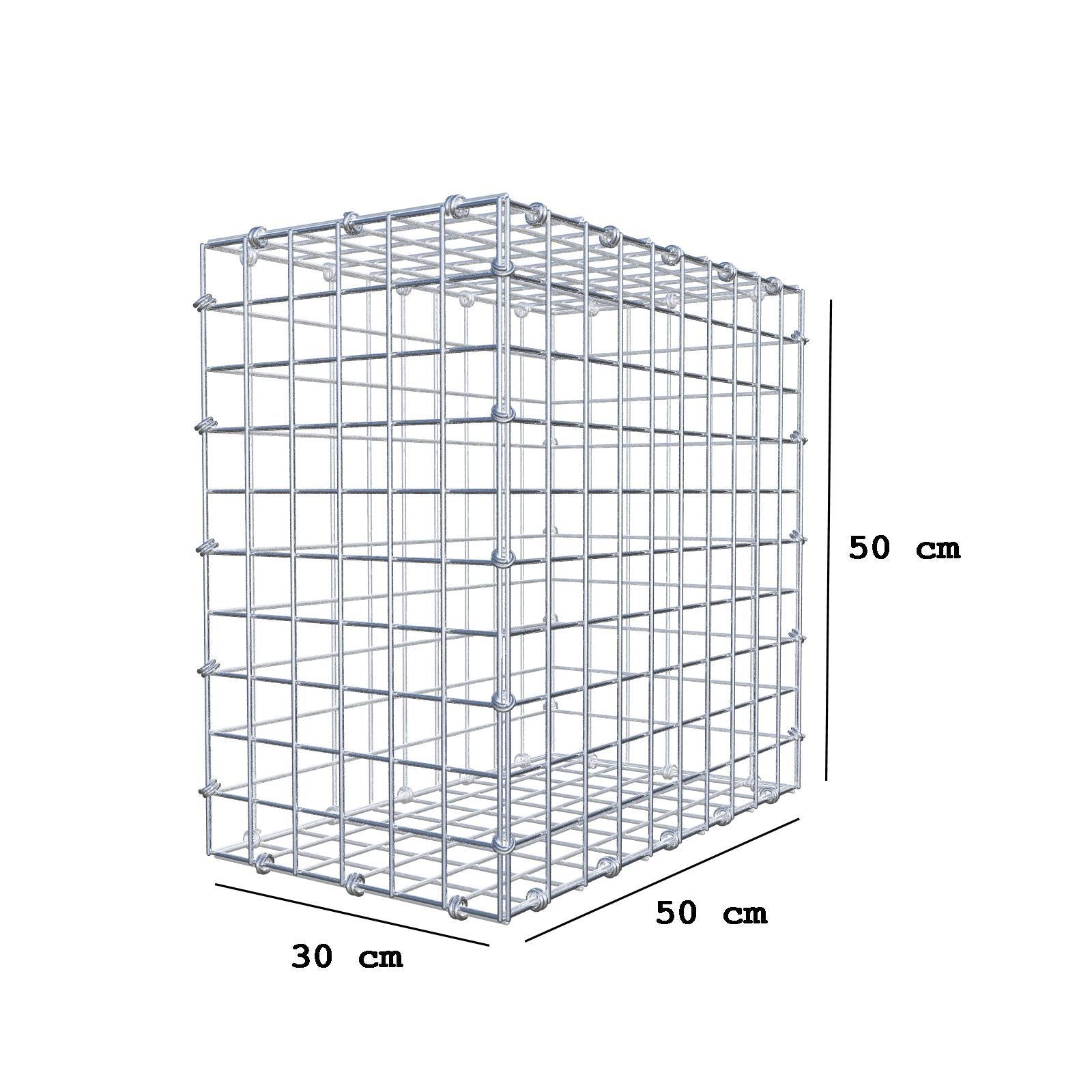 Gabion 50 cm x 50 cm x 30 cm (L x H x D), maskstorlek 5 x 5 cm, spiralring