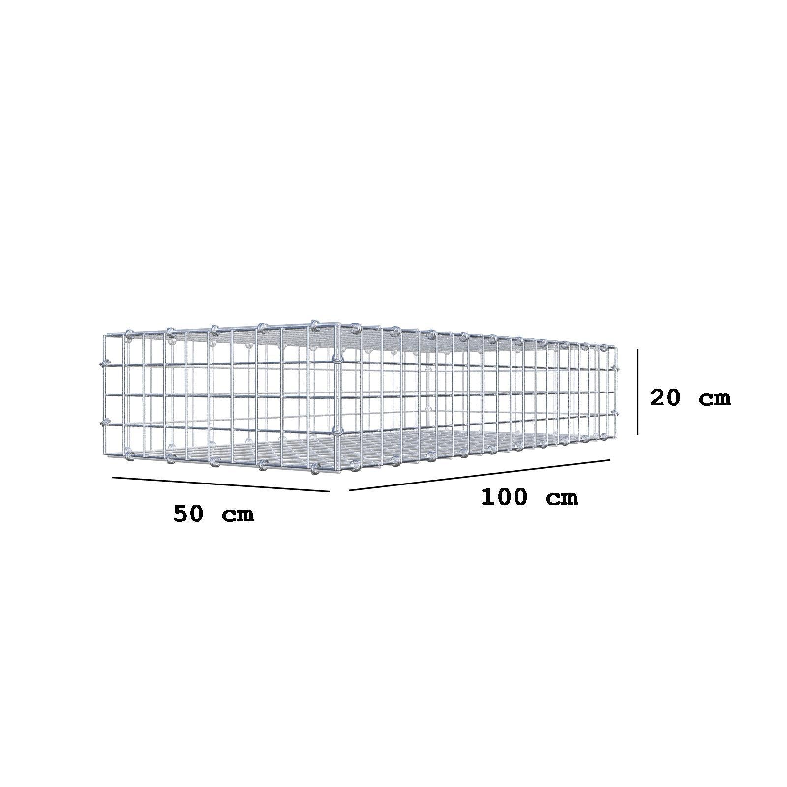 Gabion 100 cm x 20 cm x 50 cm (L x H x P), mailles 5 x 5 cm, anneau en spirale