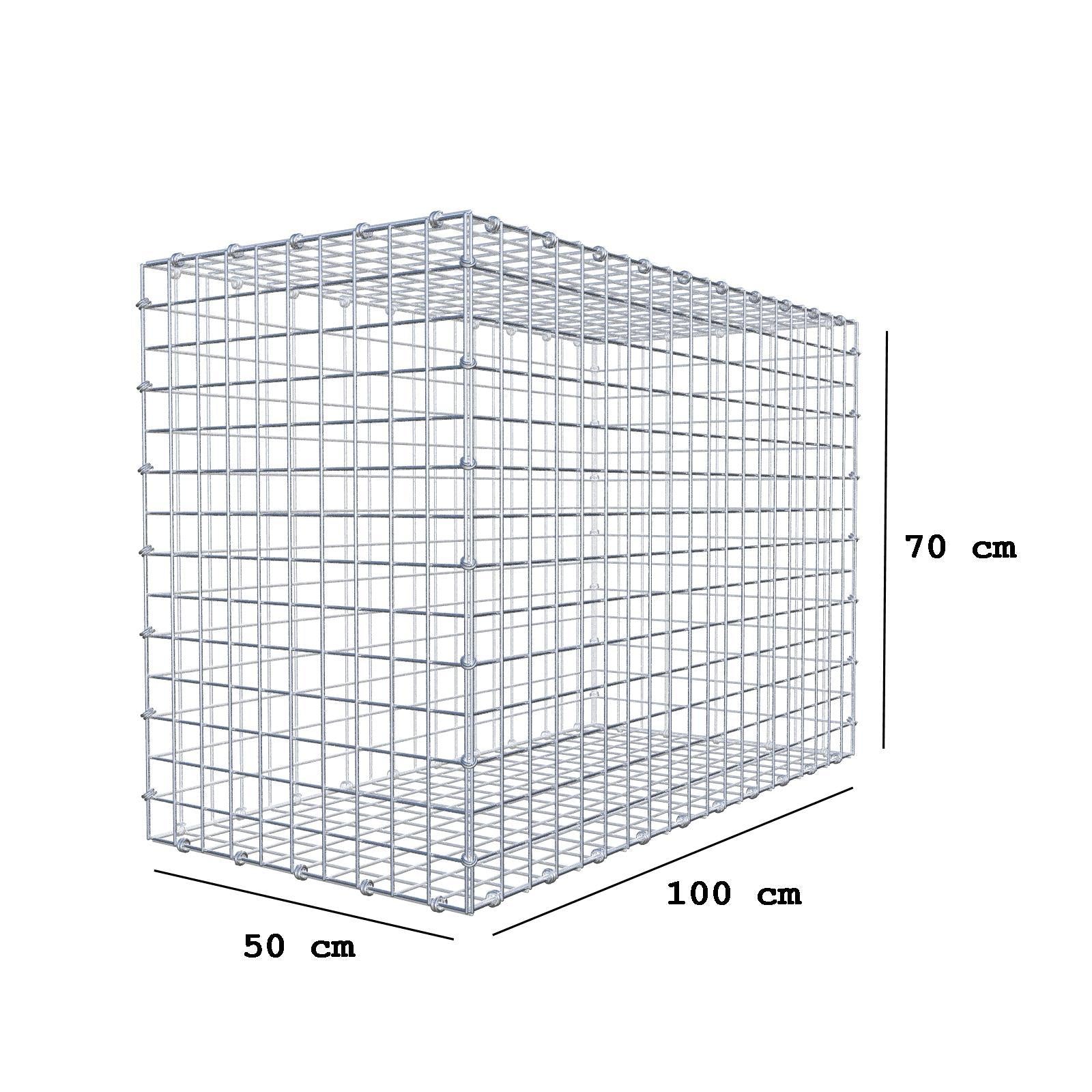 Gabbione 100 cm x 70 cm x 50 cm (L x H x P), maglia 5 x 5 cm, anello a spirale