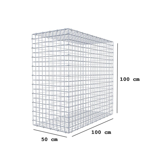 Gabion 100 cm x 100 cm x 50 cm (L x H x D), maskestørrelse 5 x 5 cm, spiralring