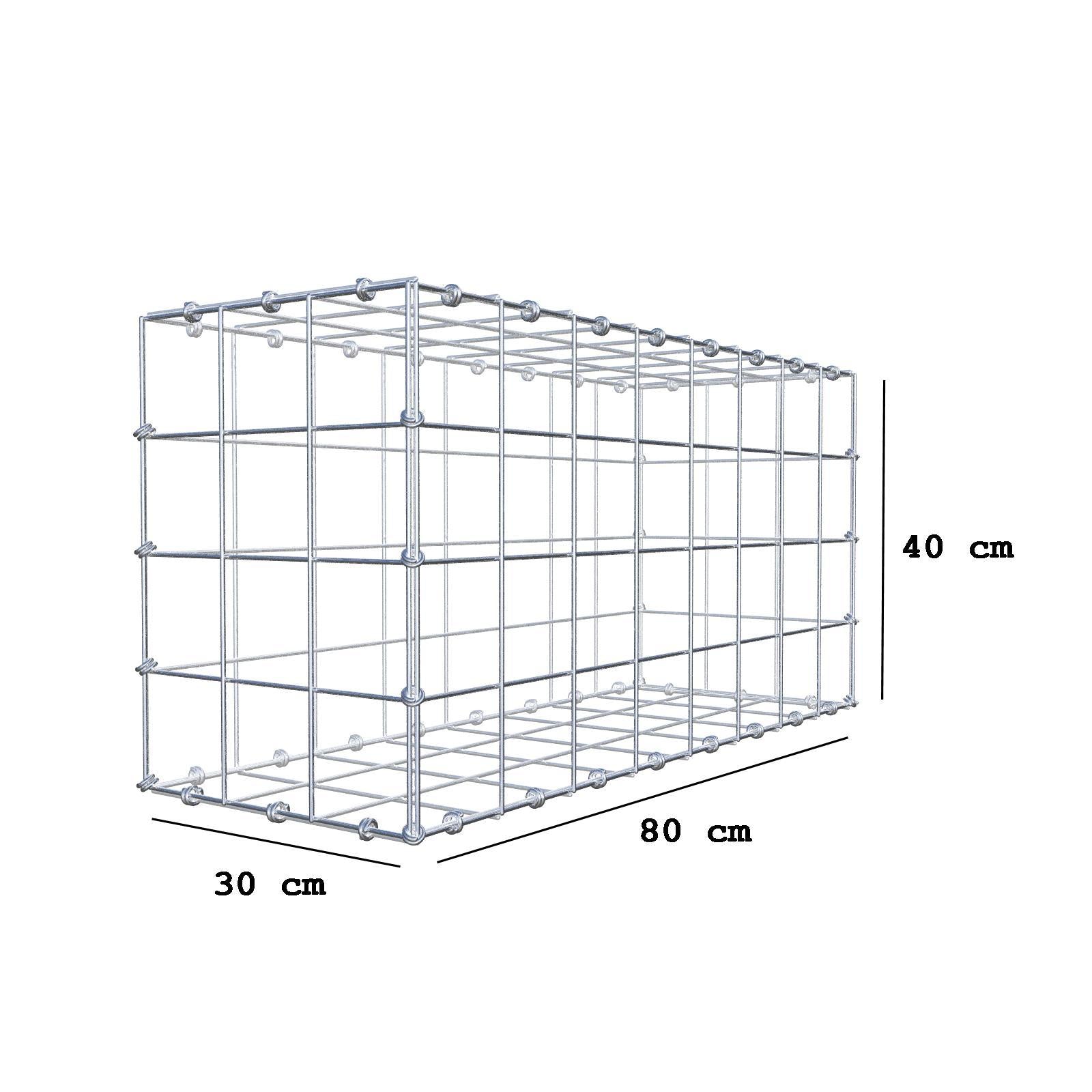 Schanskorf 80 cm x 40 cm x 30 cm (L x H x D), maaswijdte 10 x 10 cm, spiraalring