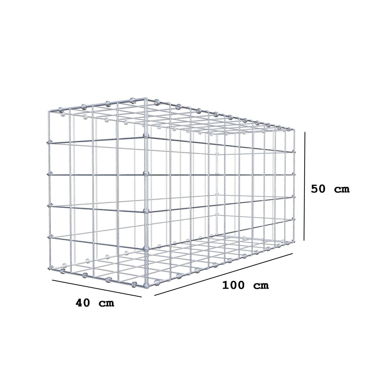Gabione 100 cm x 50 cm x 40 cm (L x H x T), Maschenweite 10 x 10 cm, Spiralring