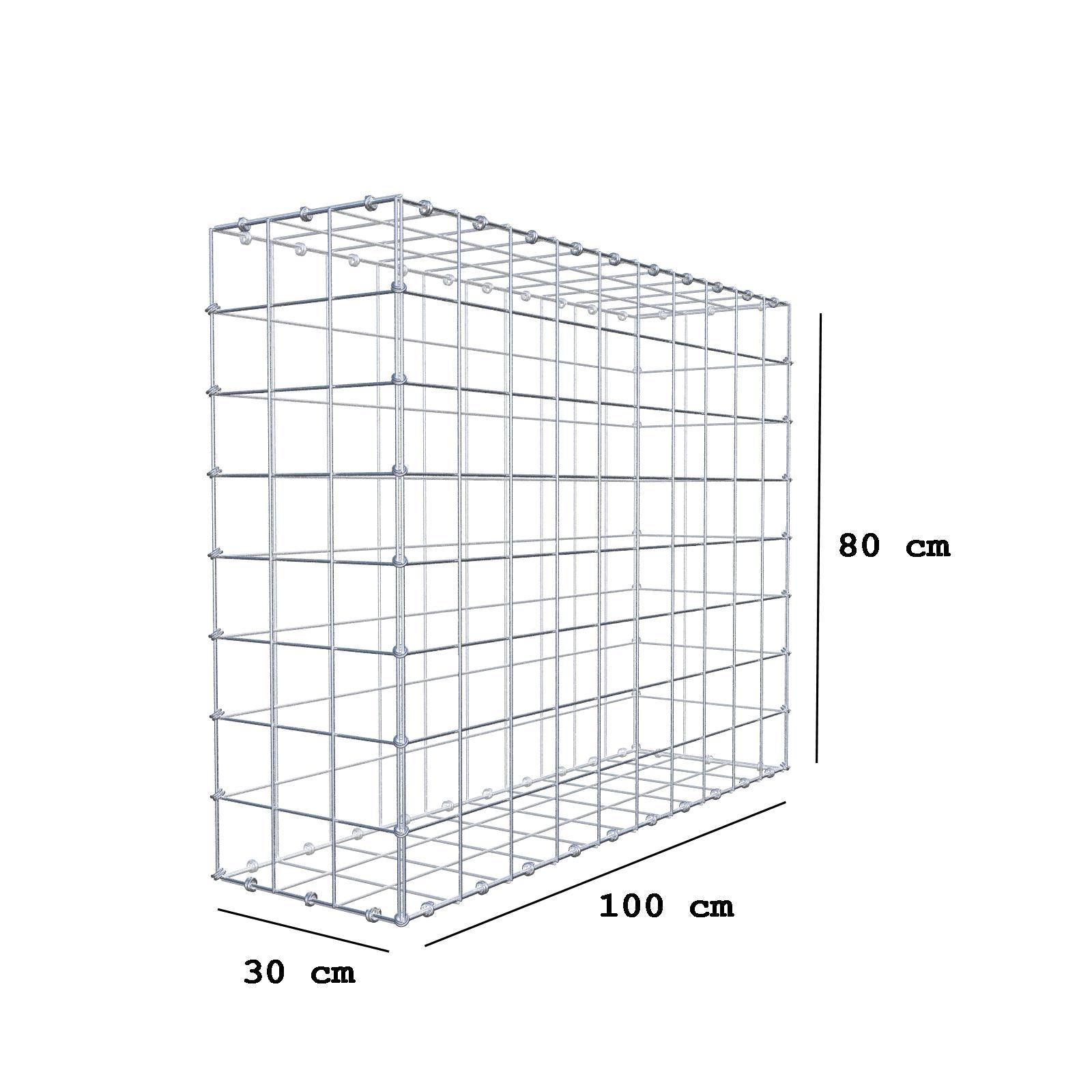 Gabione 100 cm x 80 cm x 30 cm (L x H x T), Maschenweite 10 x 10 cm, Spiralring