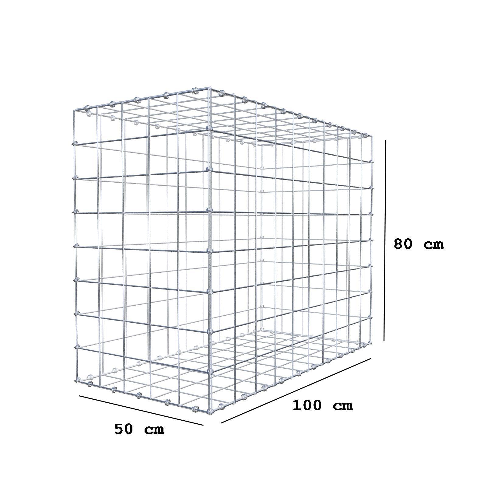 Gabione 100 cm x 80 cm x 50 cm (L x H x T), Maschenweite 10 x 10 cm, Spiralring
