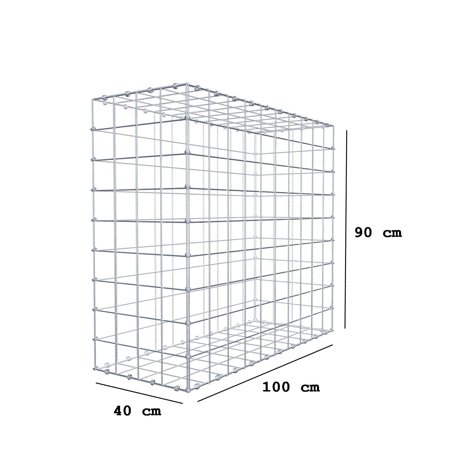 Gabione 100 cm x 90 cm x 40 cm (L x H x T), Maschenweite 10 x 10 cm, Spiralring