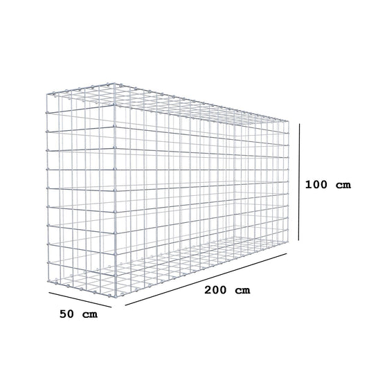 Schanskorf 200 cm x 100 cm x 50 cm (L x H x D), maaswijdte 10 x 10 cm, spiraalring