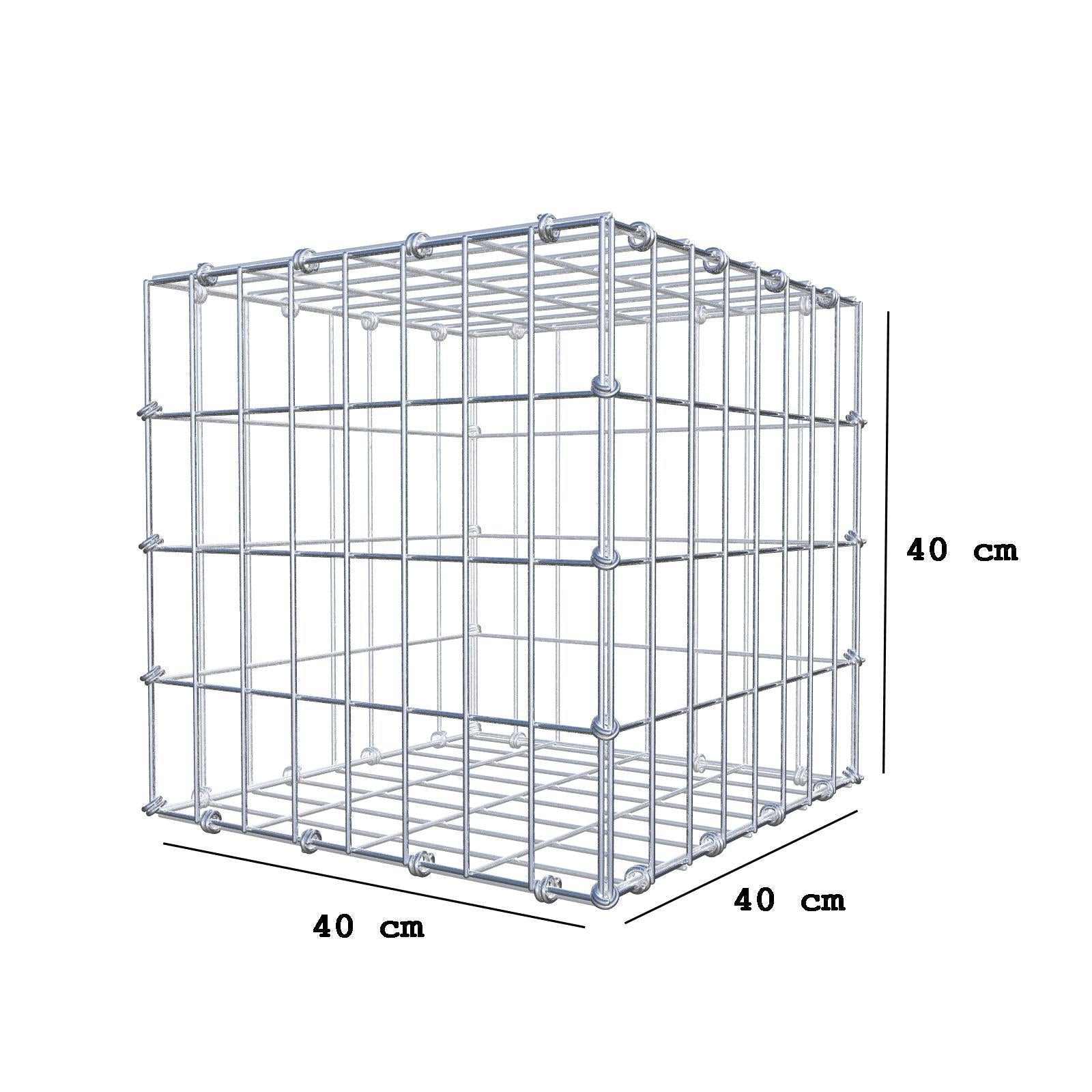 Gabião 40 cm x 40 cm x 40 cm (C x A x P), malhagem 5 x 10 cm, anel espiral