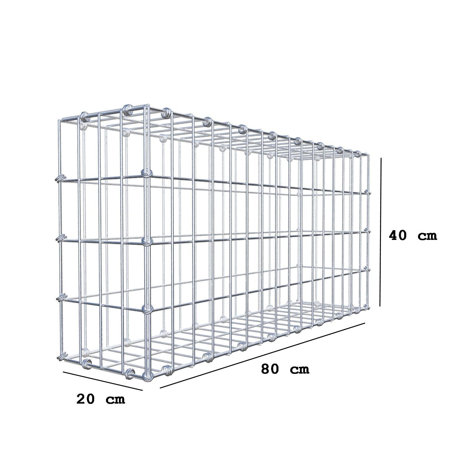 Gabion 80 cm x 40 cm x 20 cm (L x H x D), maskestørrelse 5 x 10 cm, spiralring