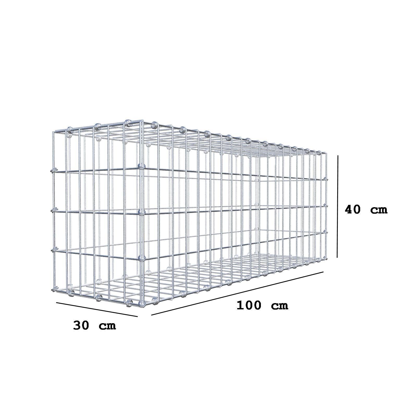 Schanskorf 100 cm x 40 cm x 30 cm (L x H x D), maaswijdte 5 x 10 cm, spiraalring
