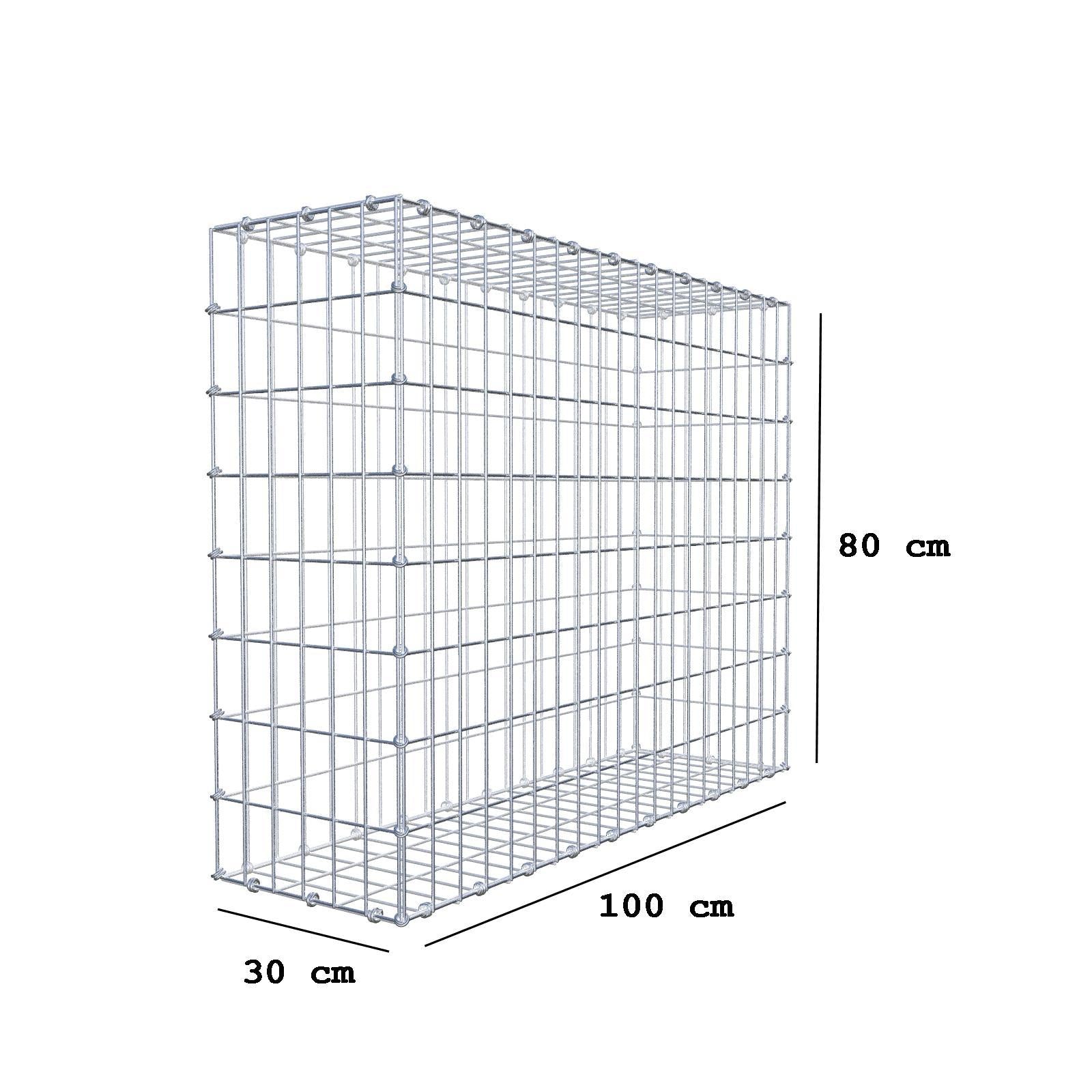 Gabione 100 cm x 80 cm x 30 cm (L x H x T), Maschenweite 5 x 10 cm, Spiralring