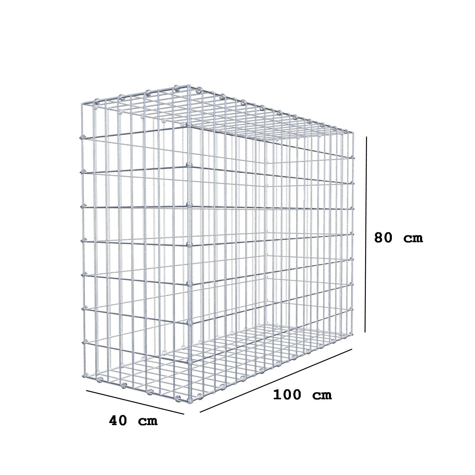 Gabbione 100 cm x 80 cm x 40 cm (L x H x P), maglia 5 x 10 cm, anello a spirale