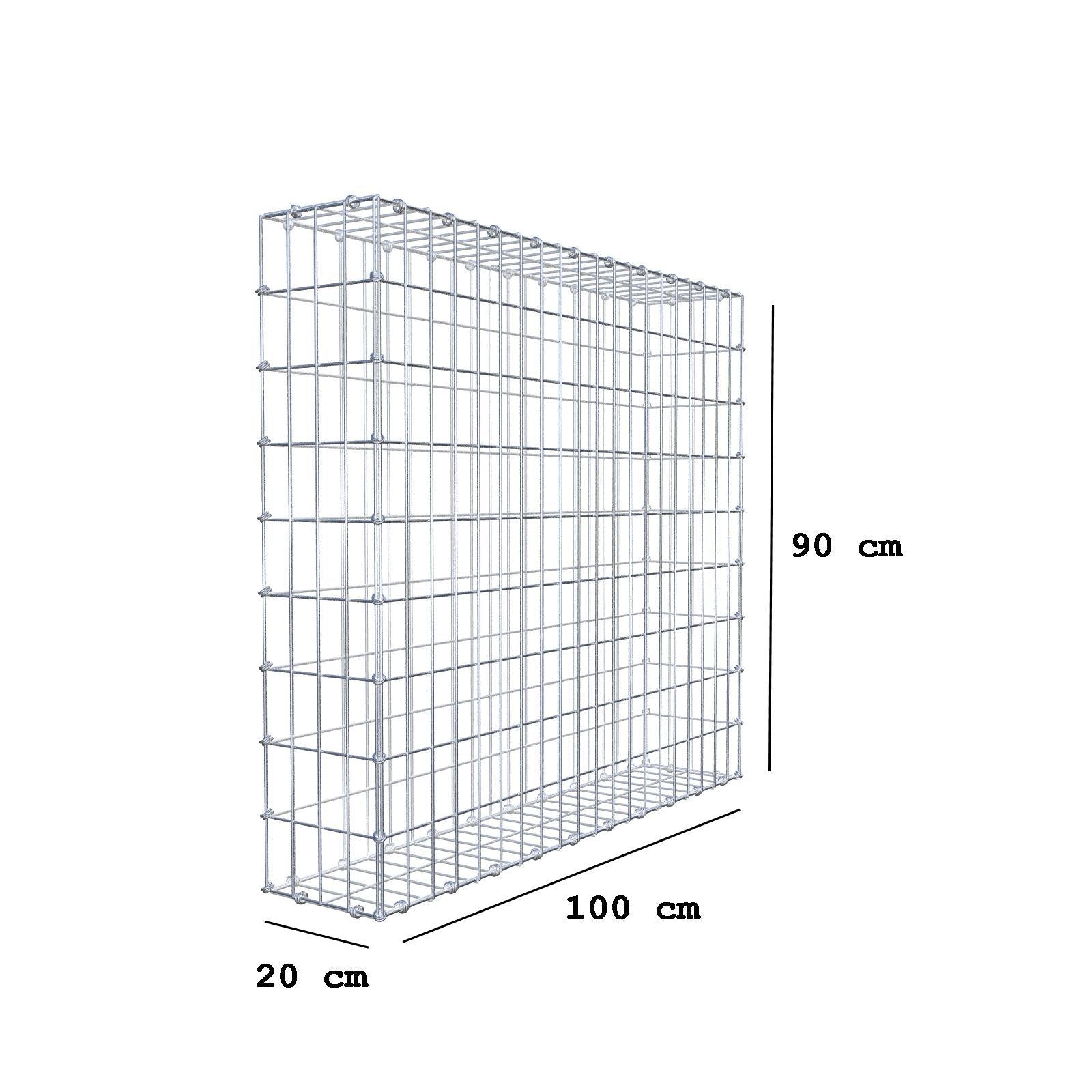 Gabion 100 cm x 90 cm x 20 cm (L x H x D), maskstorlek 5 x 10 cm, spiralring